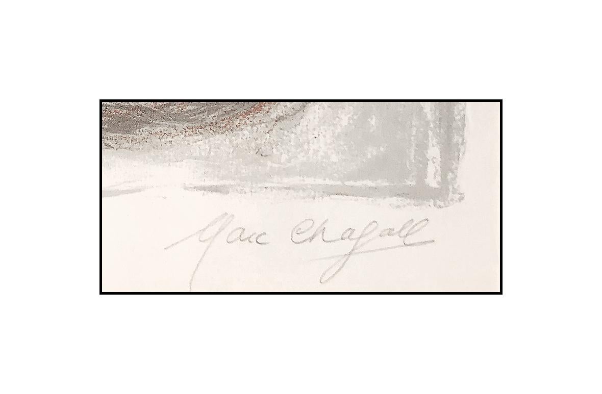 Marc Chagall The Rest Color Lithograph Hand Signed Romantic Portrait Framed Art 1