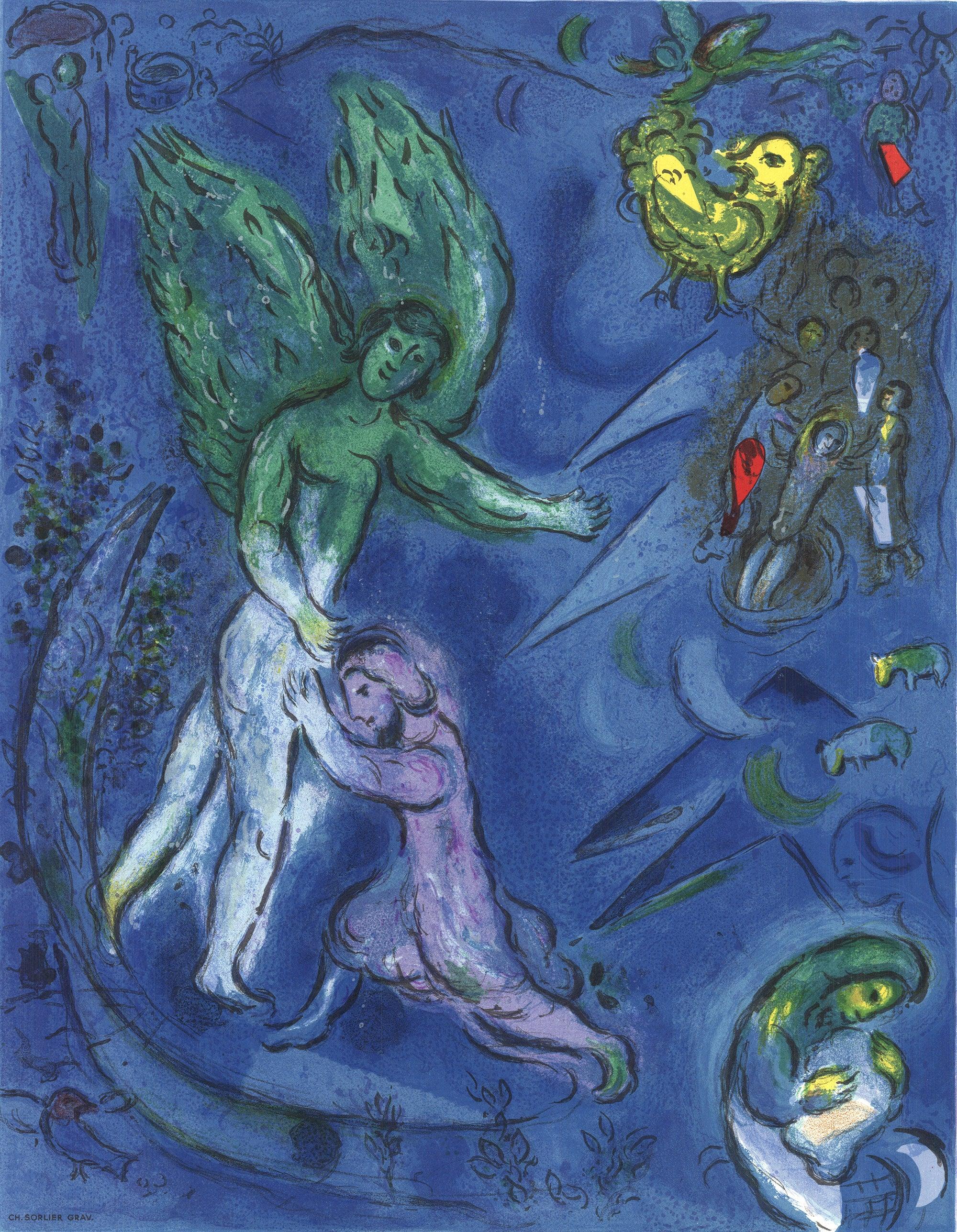 Marc Chagall 'La lotta di Giacobbe e l'angelo' 1967- Litografia in vendita 1