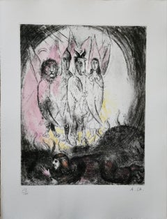 MARC CHAGALL "THE VISION OF EZEKIEL - 1956" ETCHING WITH WATERCOLOR