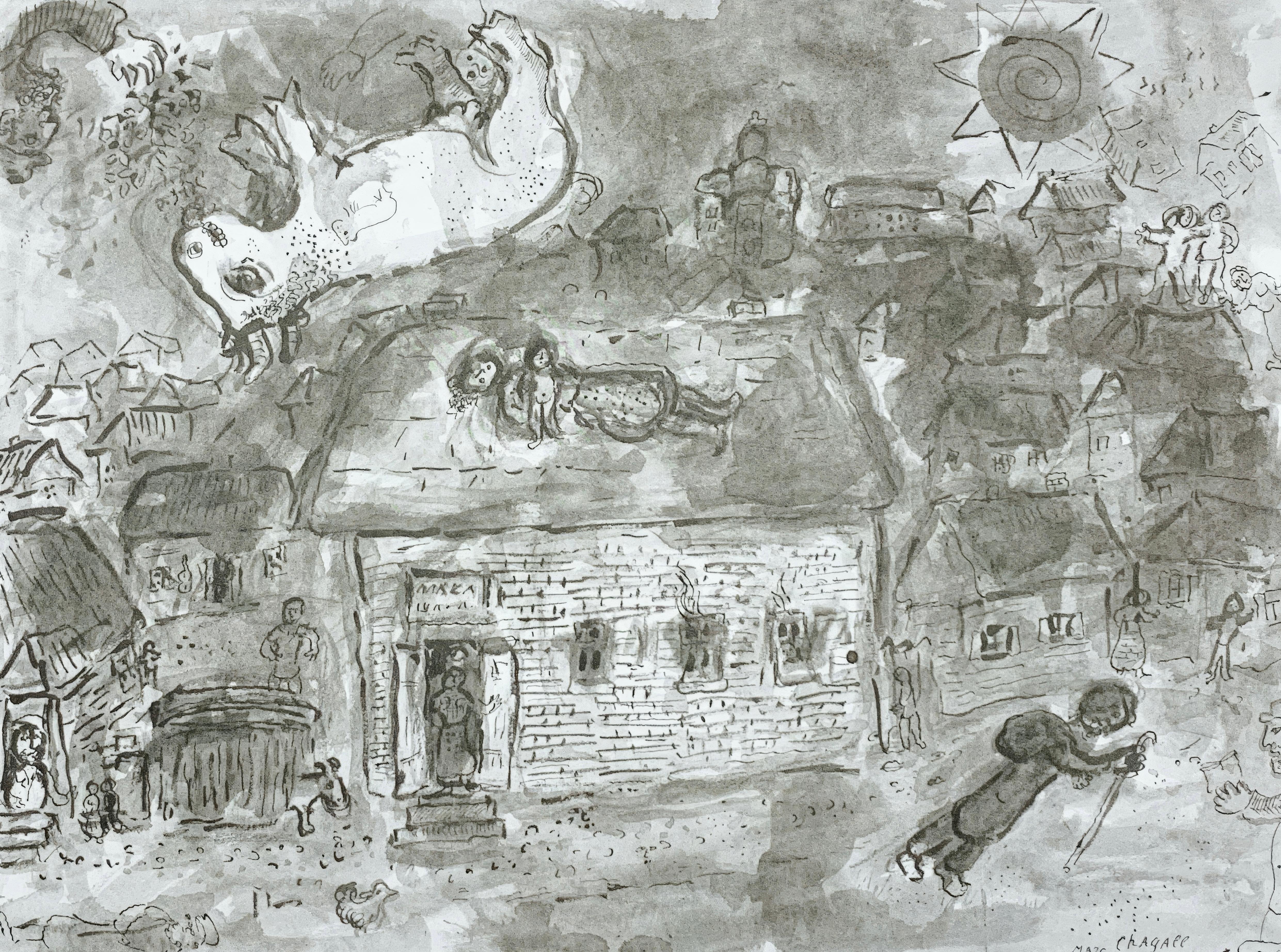 This exquisite lithograph after Marc Chagall (1887–1985), titled Sans titre (Untitled), from the folio Derriere le miroir, No. 225, originates from the 1977 edition published by Maeght Editeur, Paris, and printed by Mourlot Freres, Paris, 1977. Sans