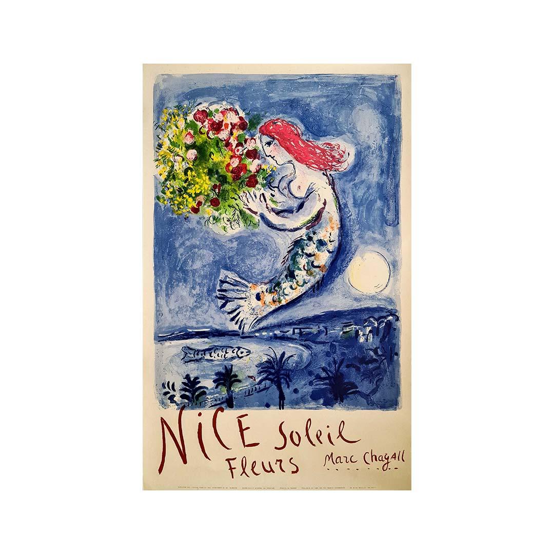 Marc Chagall's original 1961 poster - Nice Soleil Fleurs - La Baie des Anges For Sale 1