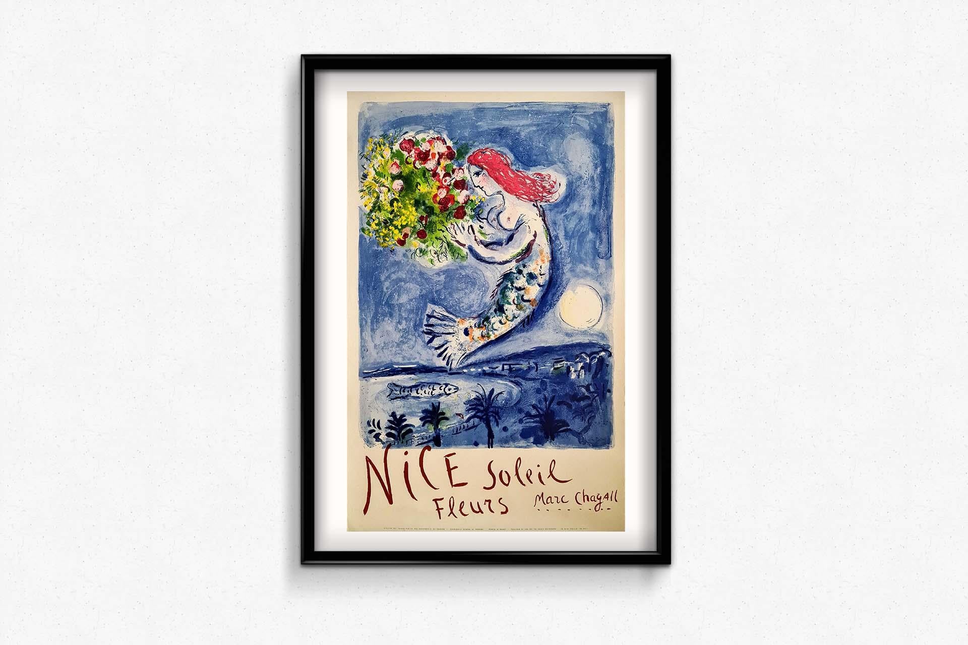 Affiche originale de Marc Chagall - Nice Soleil Fleurs - La Baie des Anges, 1961 en vente 3