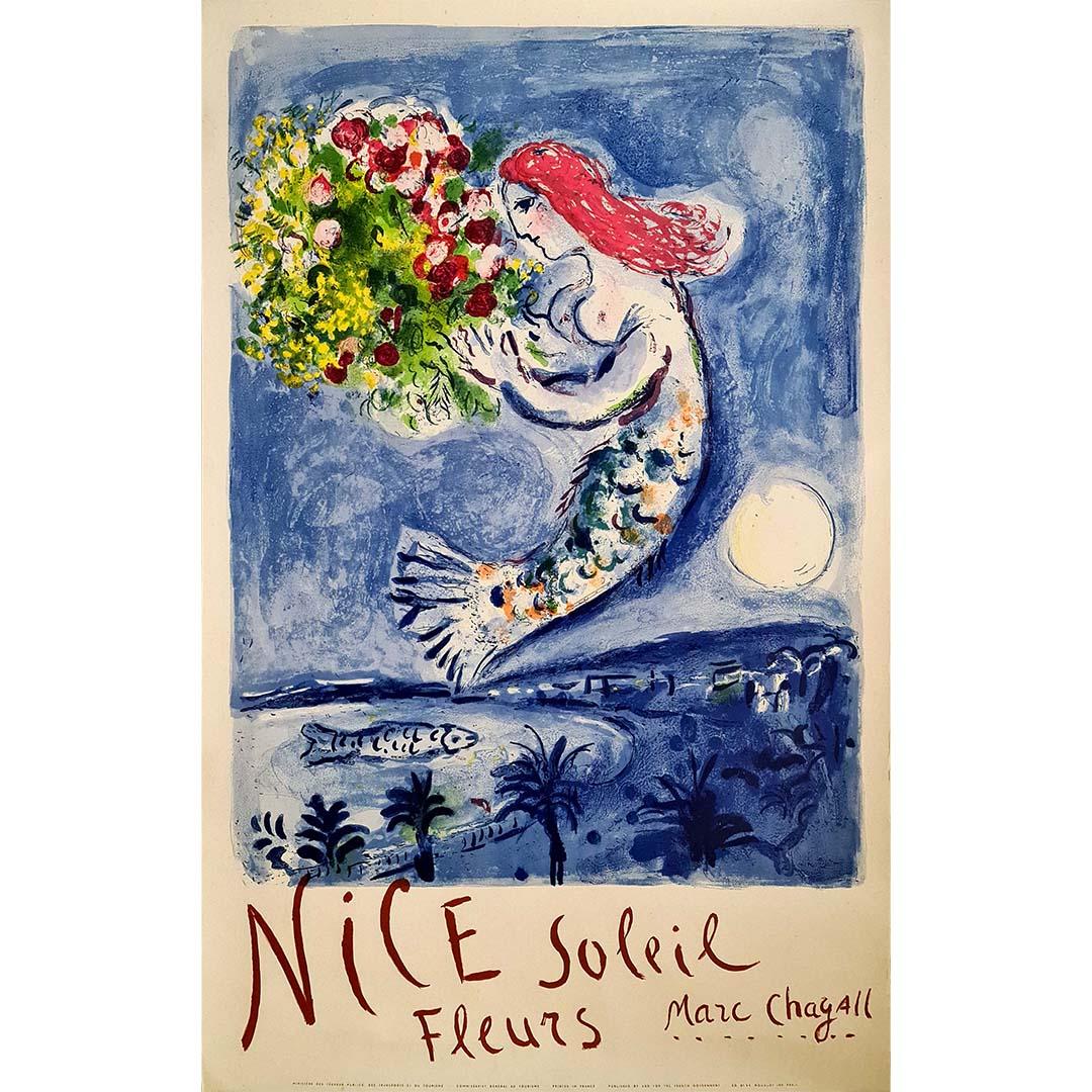 In the world of art, Marc Chagall's original 1961 poster for "Nice Soleil Fleurs - La Baie des Anges" shines as a radiant gem, capturing the spirit of the French Riviera with unparalleled charm.

Chagall's artwork is a masterpiece in its own right,