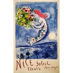 Marc Chagall's original 1961 poster - Nice Soleil Fleurs - La Baie des Anges
