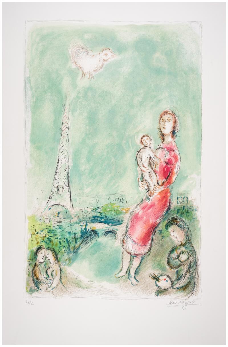 Marc Chagall Figurative Print - Maternité Rouge
