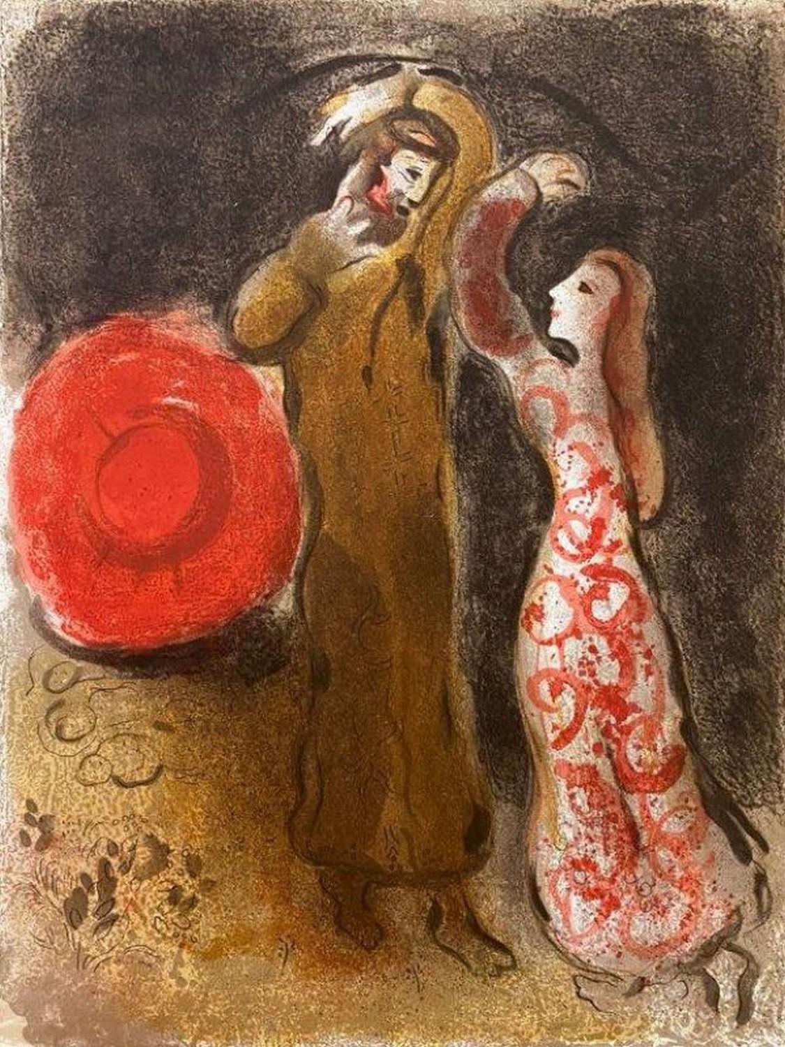 Marc Chagall Abstract Print - Meeting between Ruth and Booz 