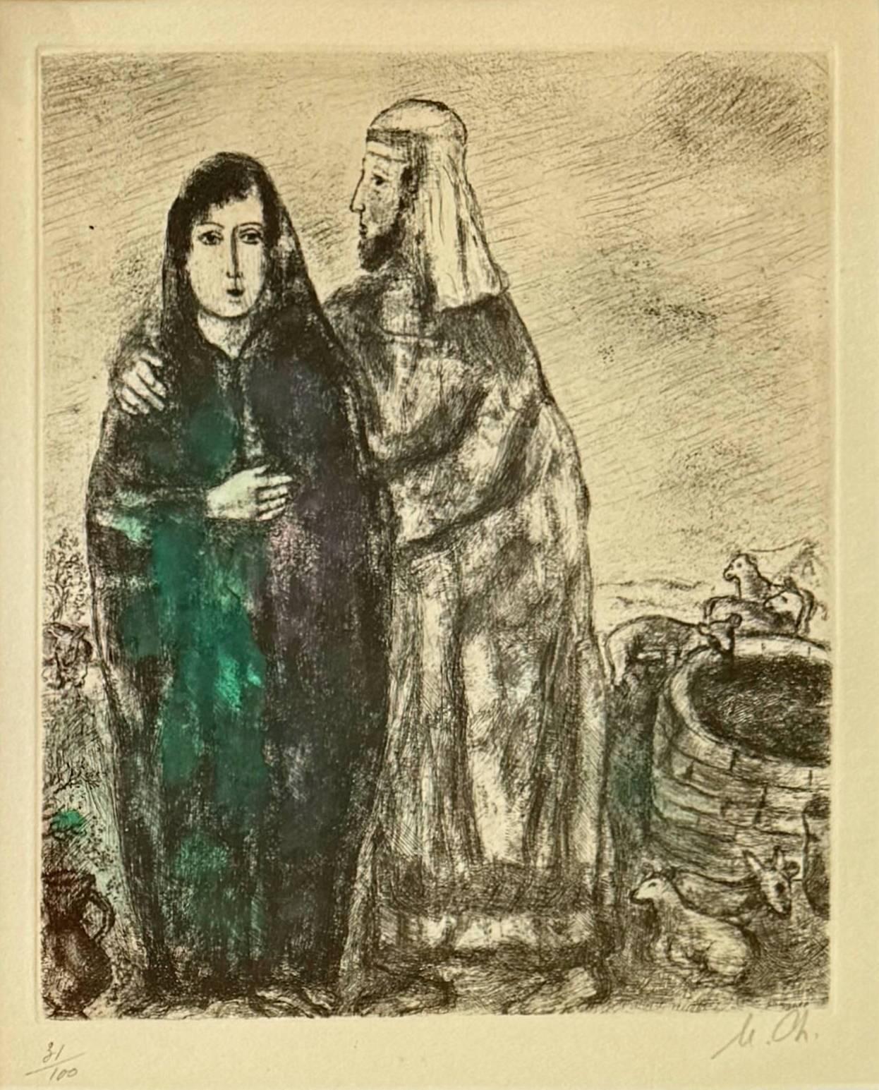 Meeting of Jacob and Rachel at the well - Modern Art by Marc Chagall