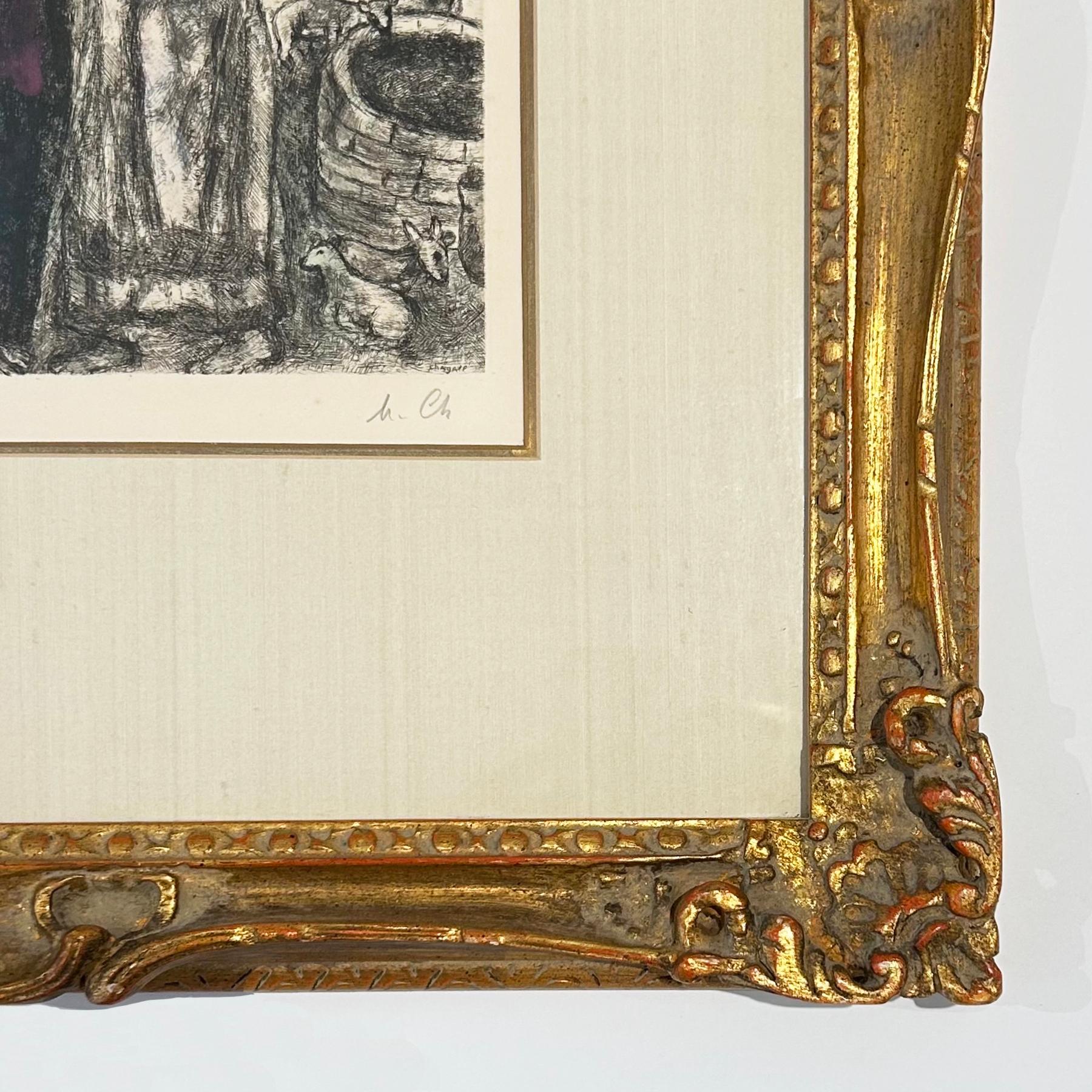 Treffen über Jakob und Rahel (Beige), Figurative Print, von Marc Chagall