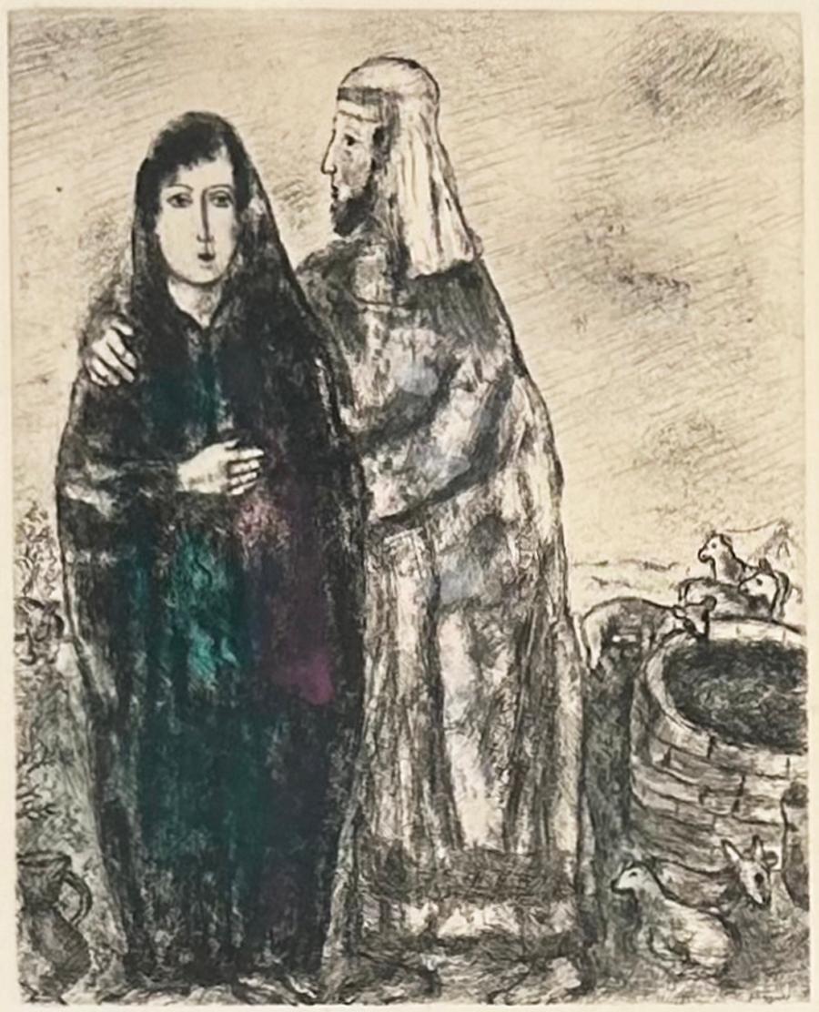 Marc Chagall Figurative Print – Treffen über Jakob und Rahel