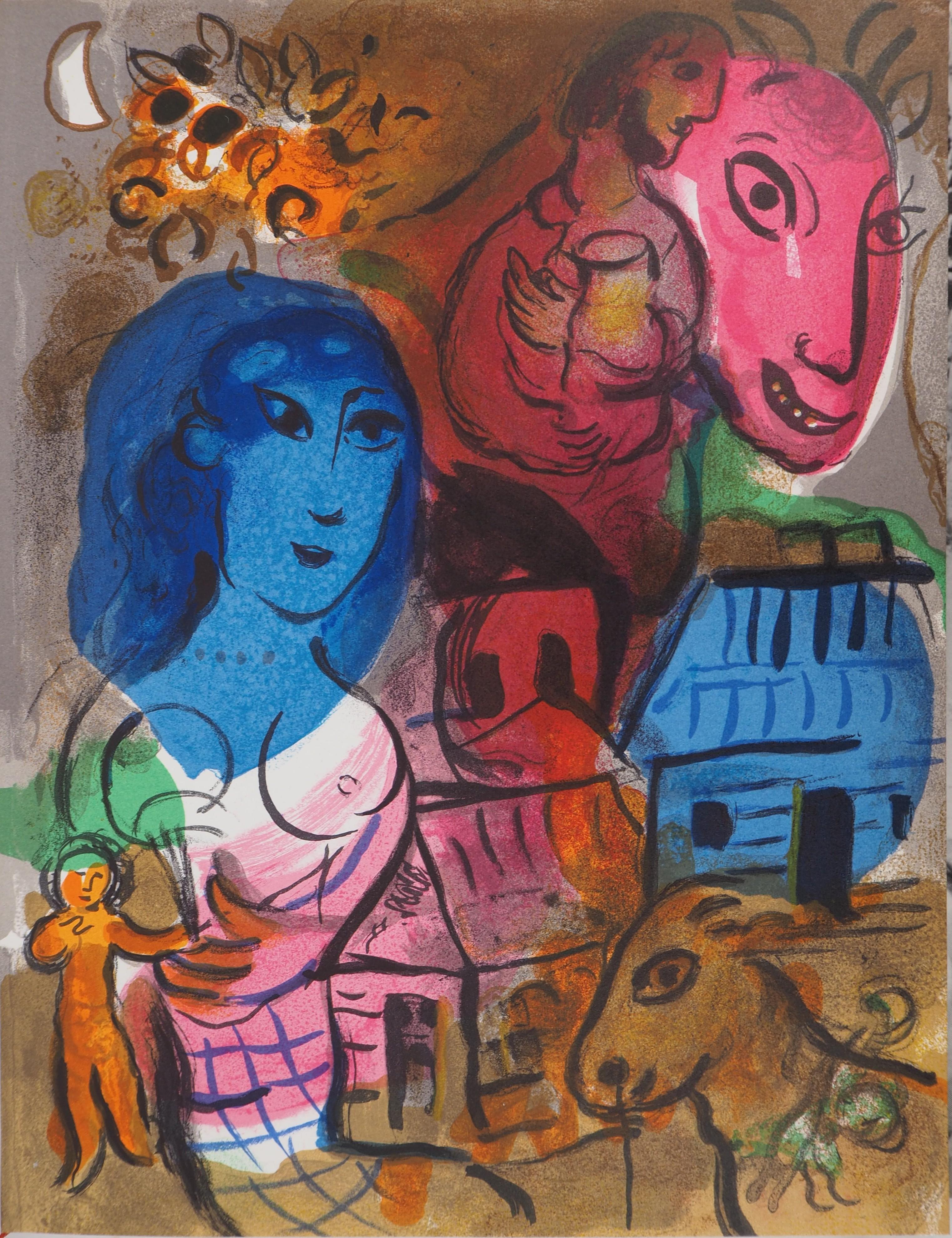 Marc Chagall Figurative Print - Memory of the Natal Land - Original lithograph, Mourlot 1969