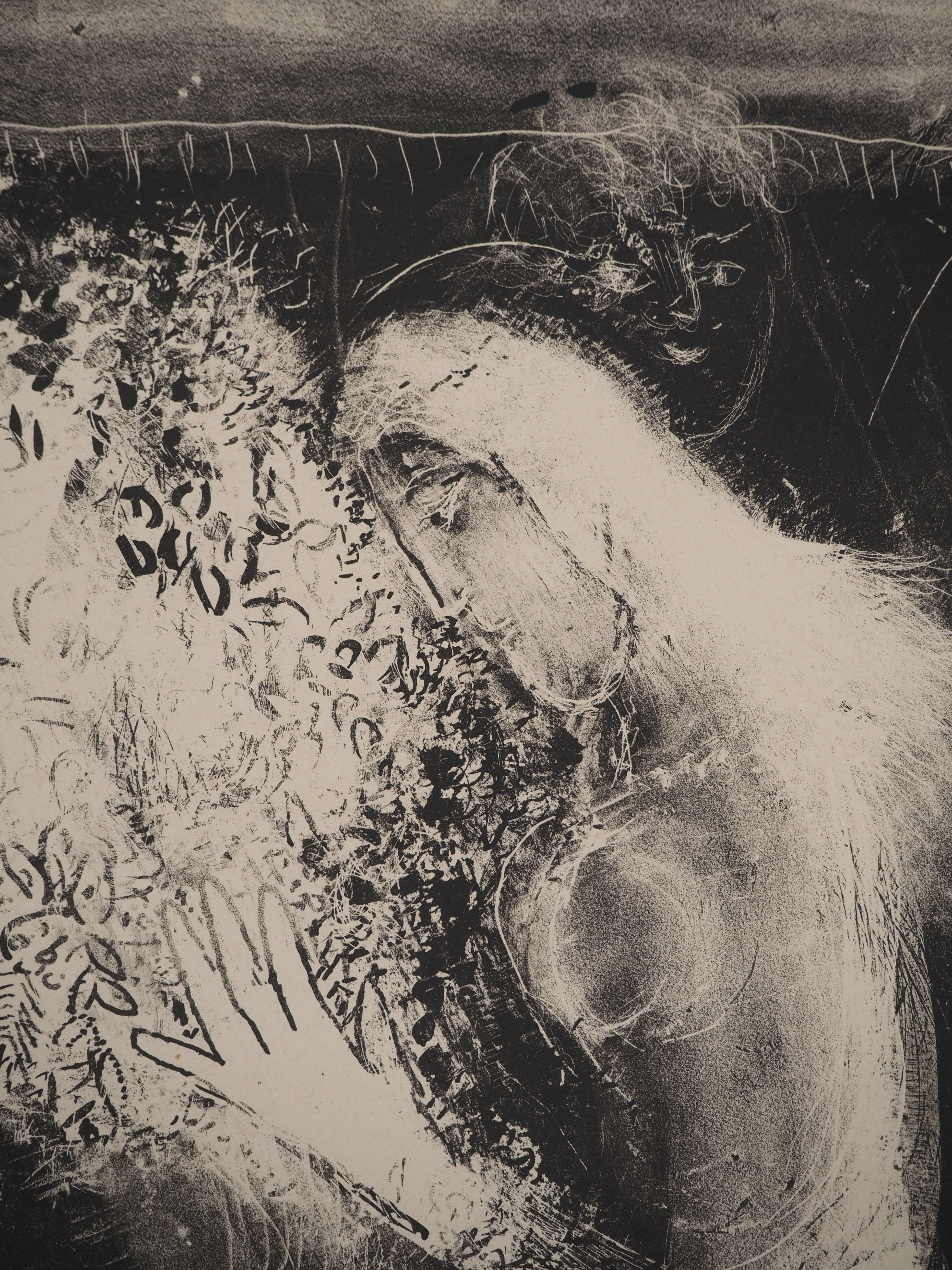 Mermaid : Wedding at the Moon Light - Stone lithograph (Mourlot #73) - Modern Print by Marc Chagall