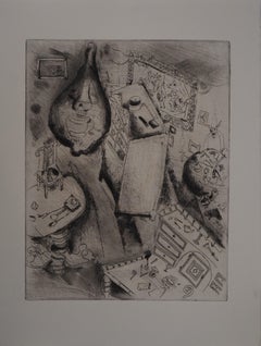 Messy Room (Pliouchkine's Bedroom) - Original Etching - Ref. Sorlier #43