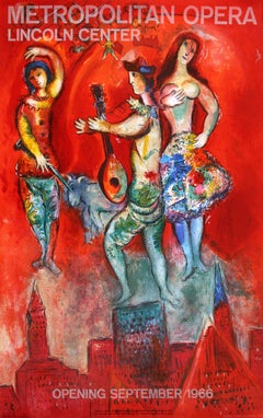 Poster originale d'epoca della Metropolitan Opera di Marc Chagall 1966 per Lincoln Cent