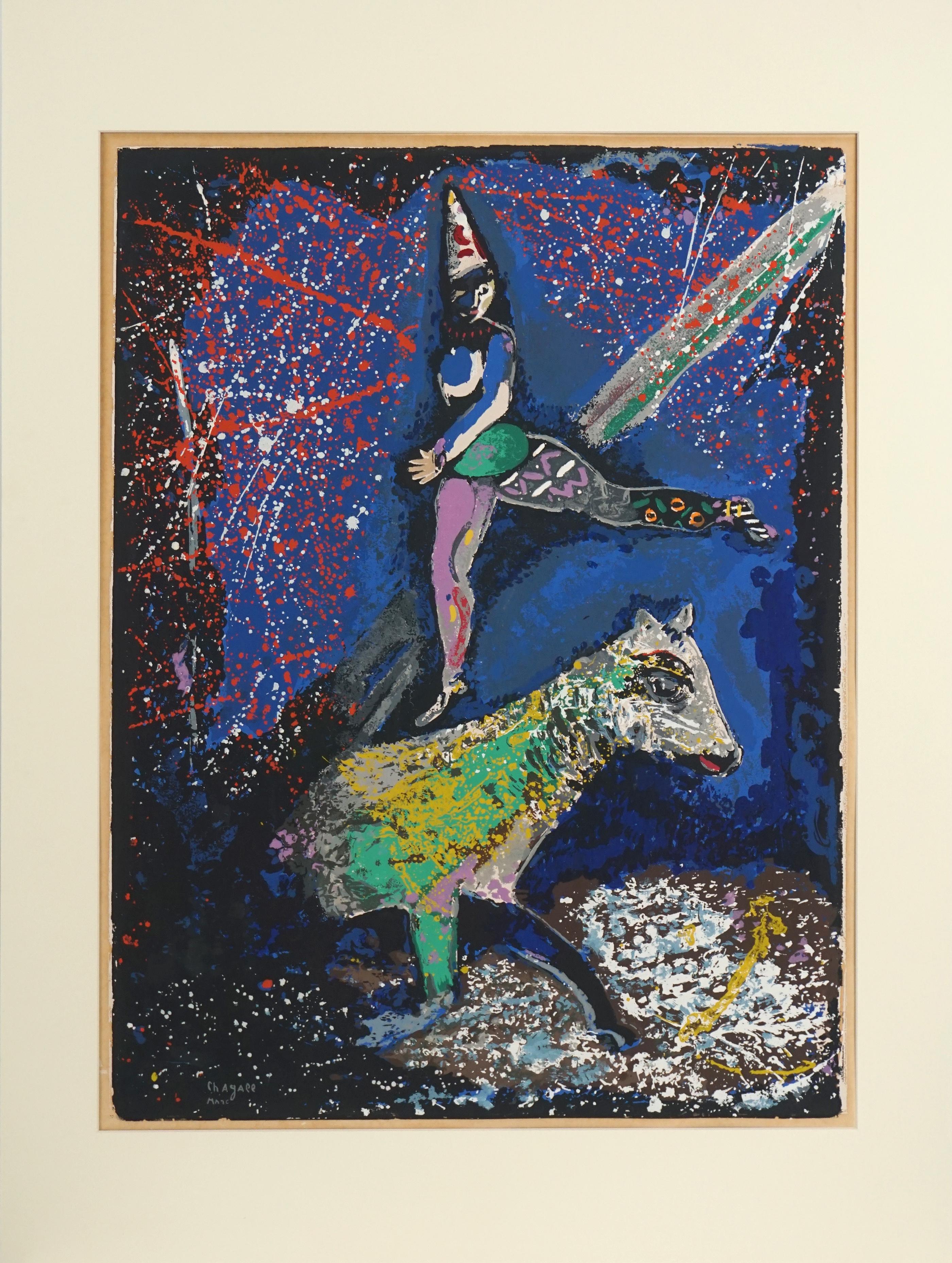 Mitte des Jahrhunderts L'acrobate Cheval Limited Edition Seidenschirm – Print von Marc Chagall