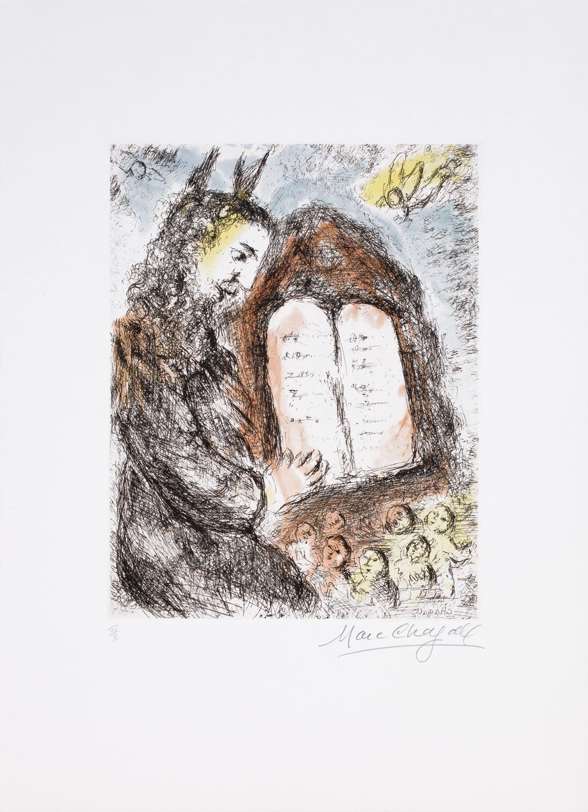 Marc Chagall Figurative Print - Moise, 1981 (Les Songes #18)