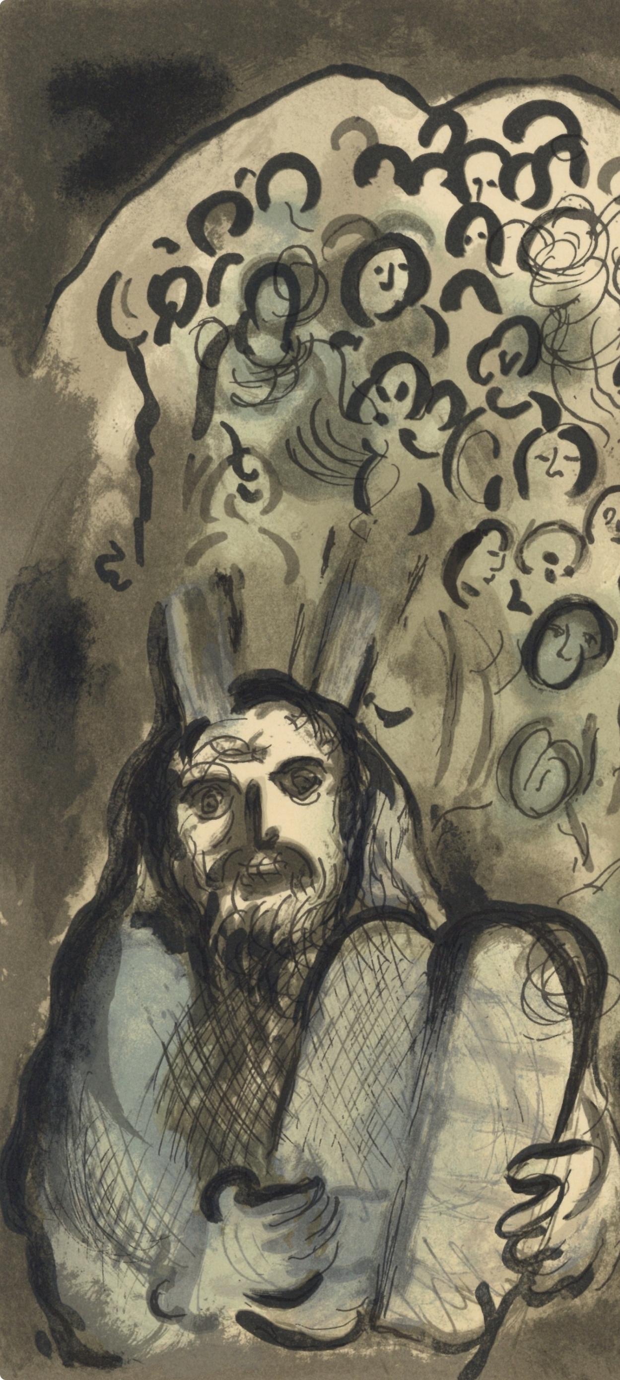 Moïse y su pueblo (Cramer 92; Mourlot 689), El Mensaje Bíblico, Marc Chagall en venta 1
