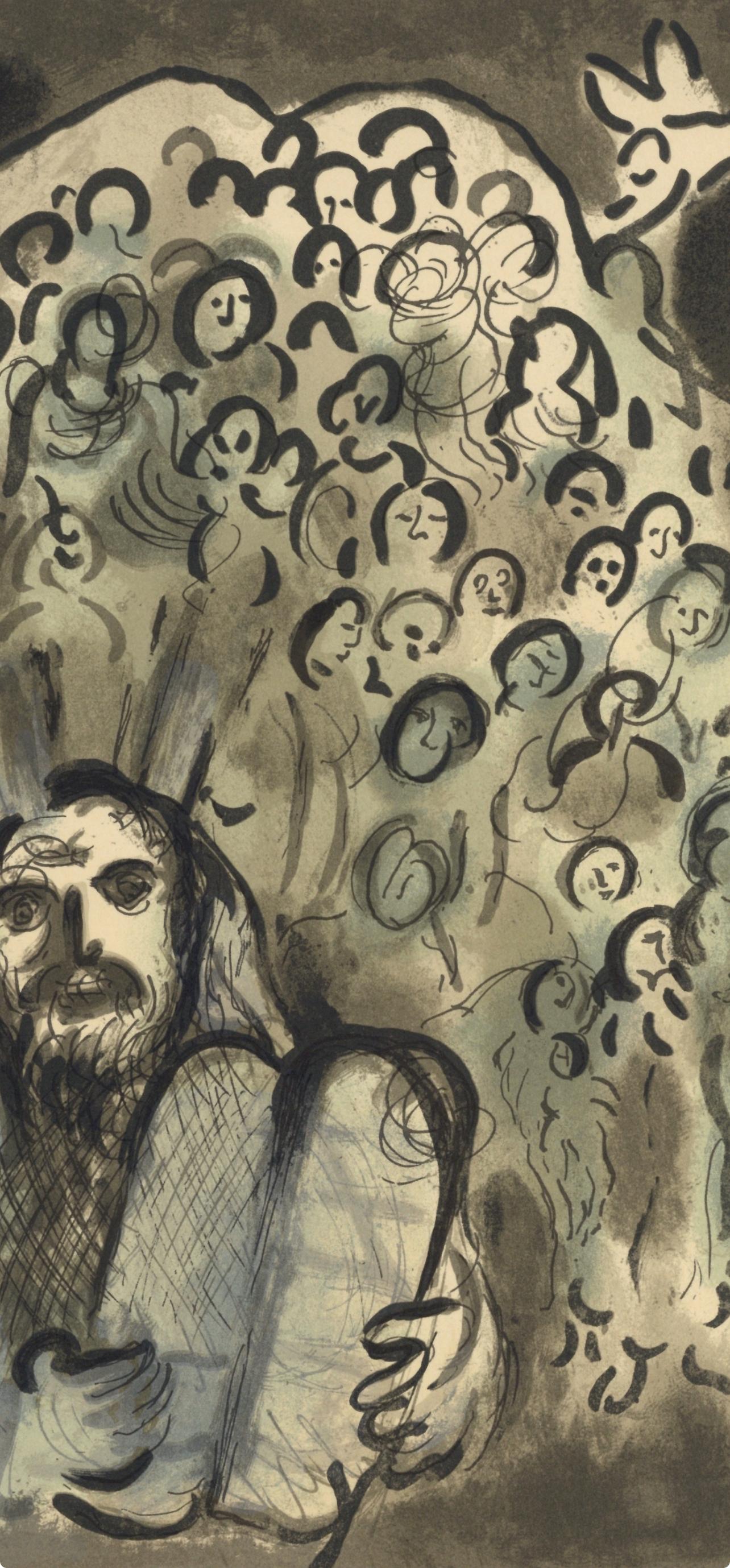 Moïse y su pueblo (Cramer 92; Mourlot 689), El Mensaje Bíblico, Marc Chagall en venta 2