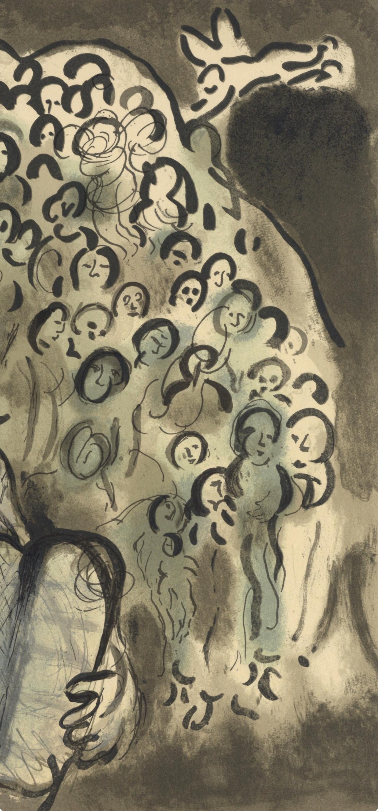 Moïse y su pueblo (Cramer 92; Mourlot 689), El Mensaje Bíblico, Marc Chagall en venta 3