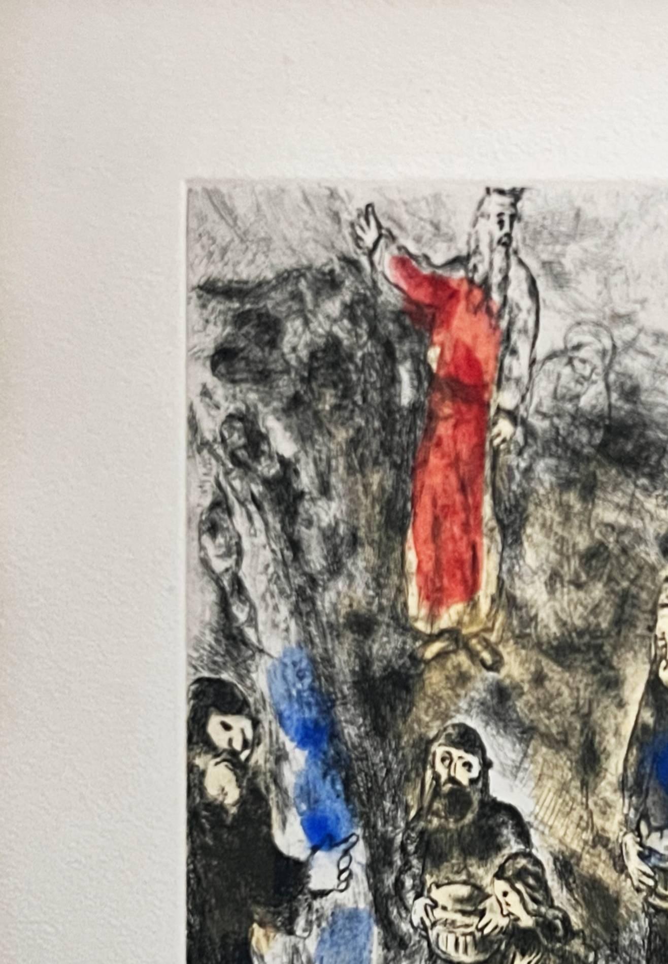 Moïse fait jaillir leau du rocher - Symbolist Print by Marc Chagall