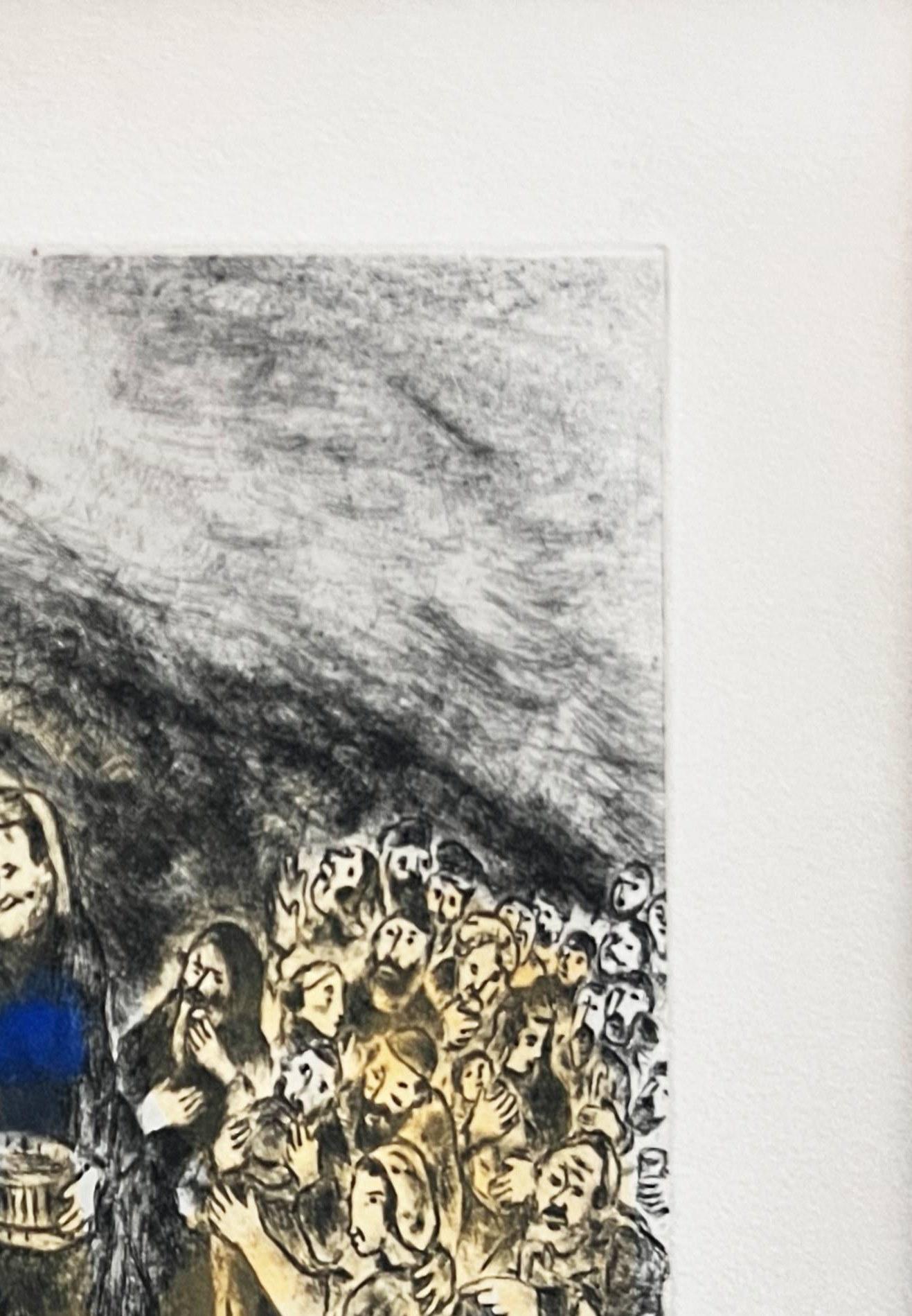 Moïse fait jaillir leau du rocher - Gray Print by Marc Chagall