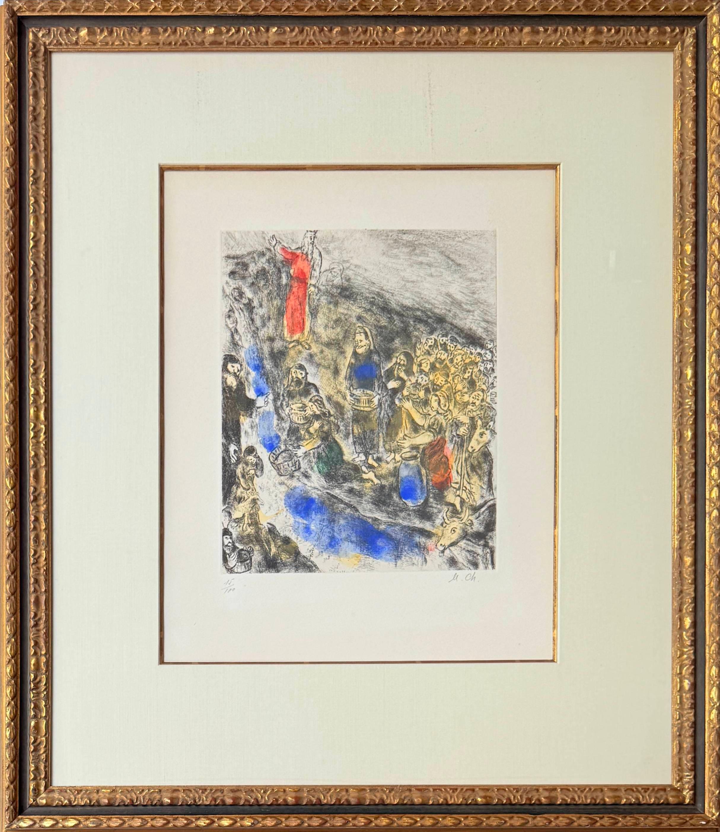 Print Marc Chagall - Moïse fait jaillir leau du rocher