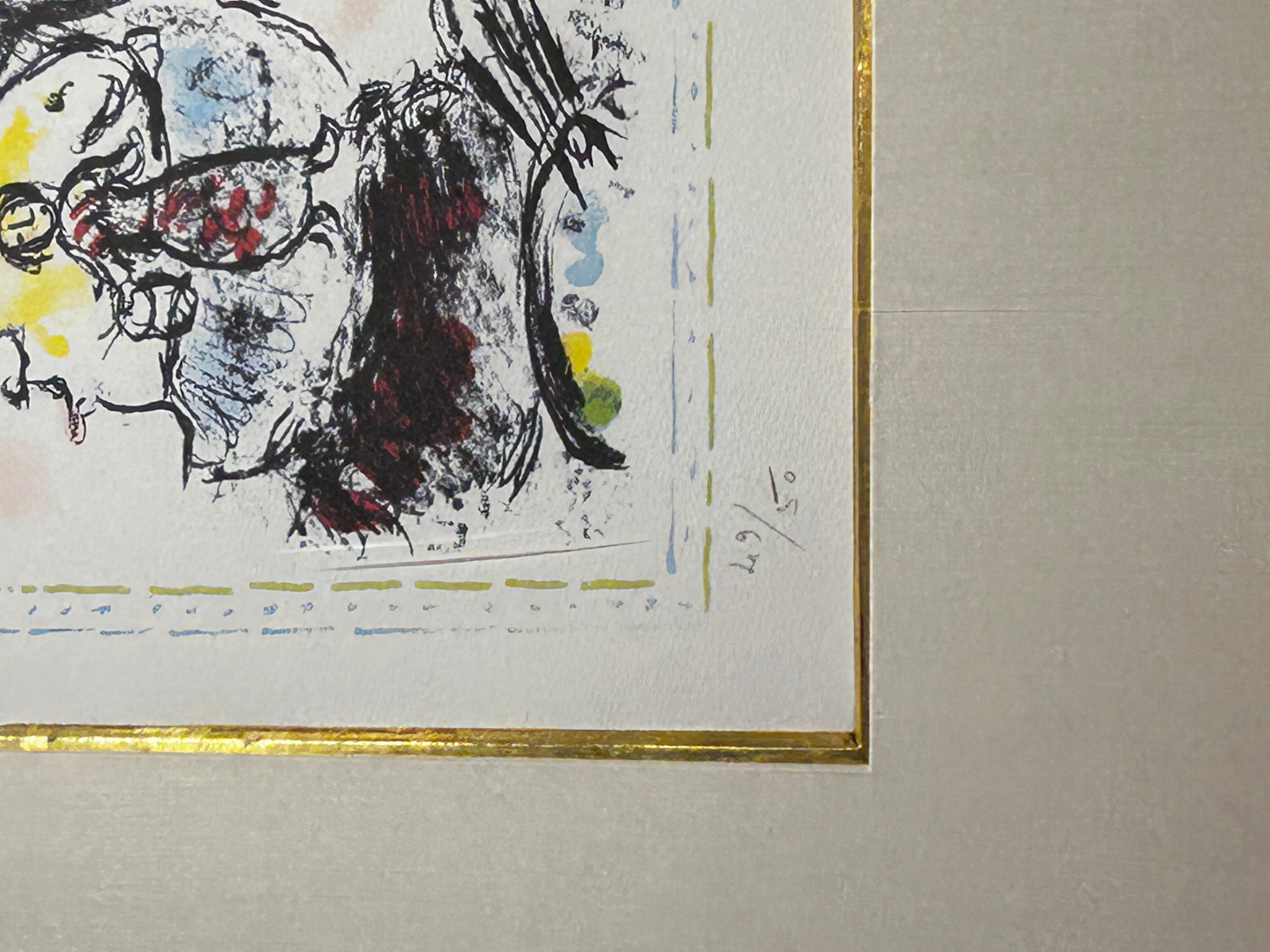 Marc Chagall (1887 - 1985)
Monde Familier (Mundo Cotidiano), 1983, (edición 49/50)
litografía en colores sobre papel Arches
Tamaño de la hoja: 34,80 x 26,92 cm (13,70 x 10,60 pulg.)

El Mundo Cotidiano es una litografía sobre papel Arches de Marc