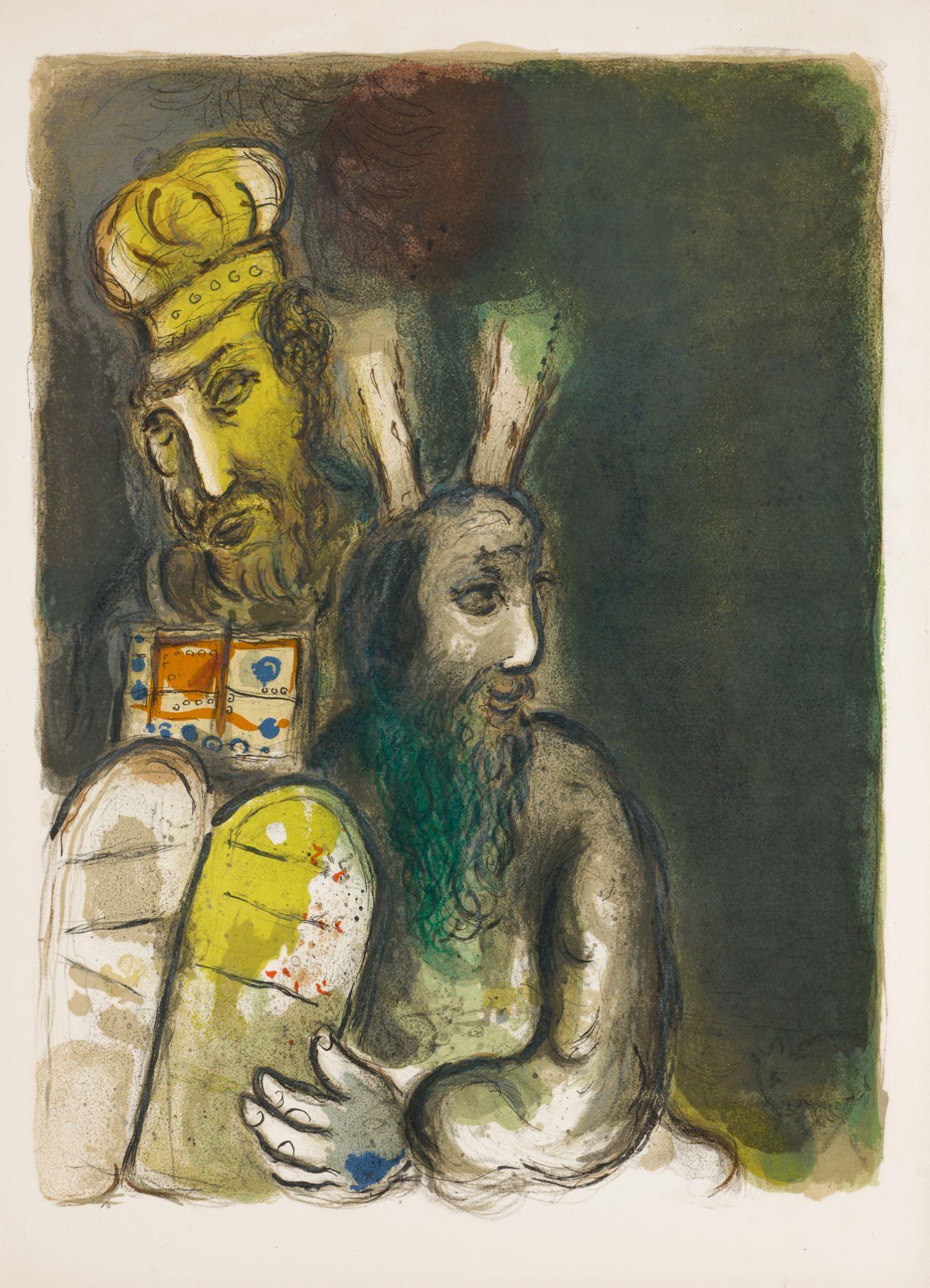 Marc Chagall Figurative Print – "Und sie machten sich Gewänder zum Dienst..." (Geschichte des Exodus, M.465), 1966