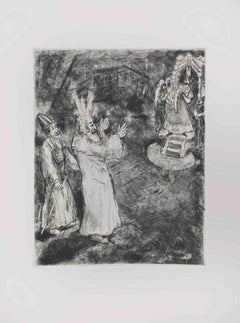 Mosè e Aronne davanti al faraone - Acquaforte di Marc Chagall - 1956