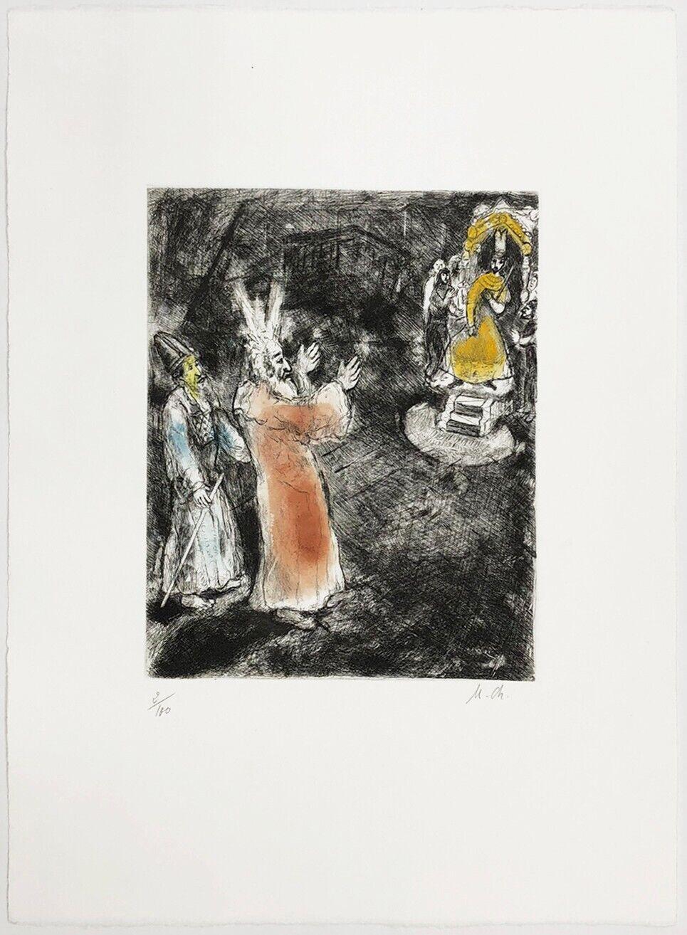 MOSES AND AARON BEFORE PHARAOH - Surrealist Print by Marc Chagall