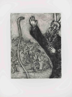 Mosè e il serpente - Acquaforte di Marc Chagall - 1956