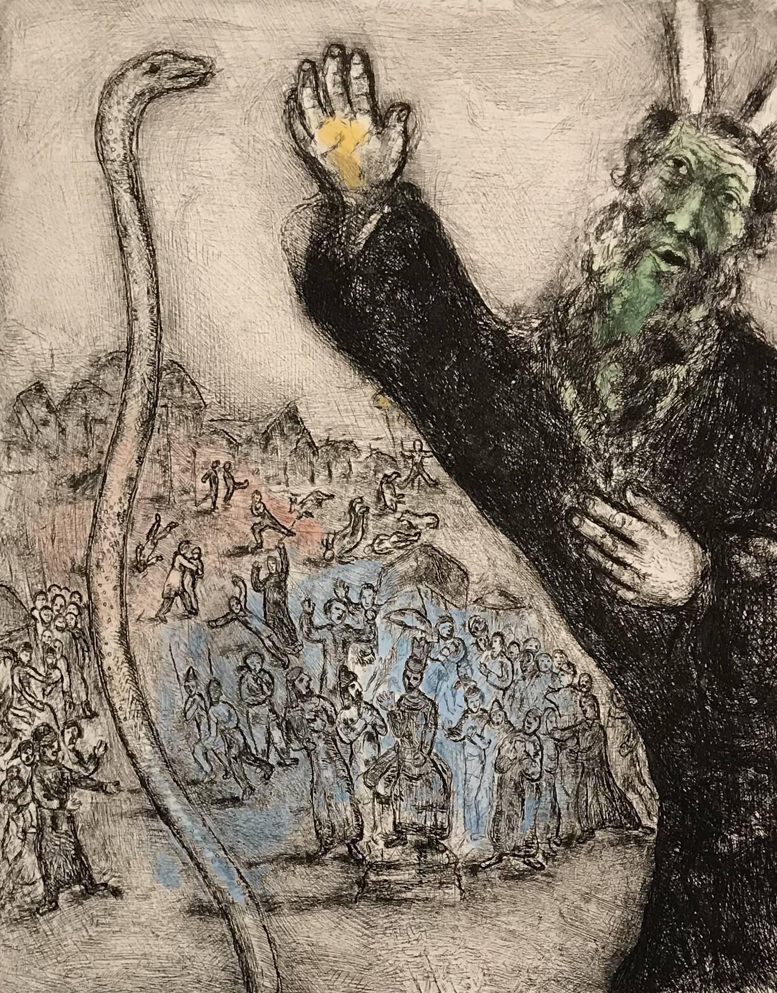 Moses and the Serpent - Print by Marc Chagall