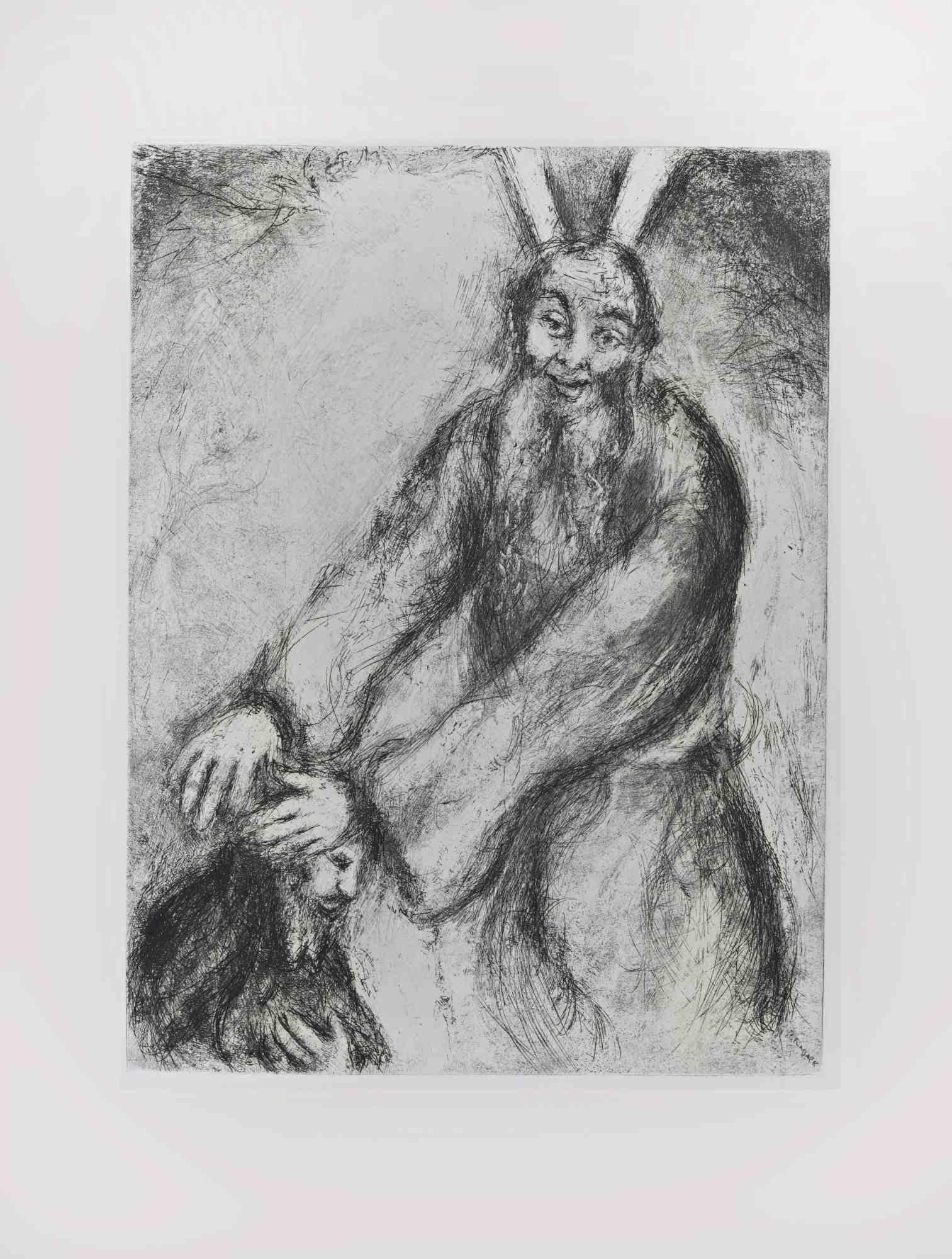 Etching on Montval wove paper, realized by Marc Chagall in 1931-39 and published by Tériade in 1956.

Edition of 275+30 out of commerce copies.

Not signed nor numbered, as issued.

Excellent impression with full margins a a bright and fresh