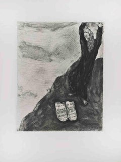 Moses bricht die Tische des Gesetzes – Radierung von Marc Chagall – 1956