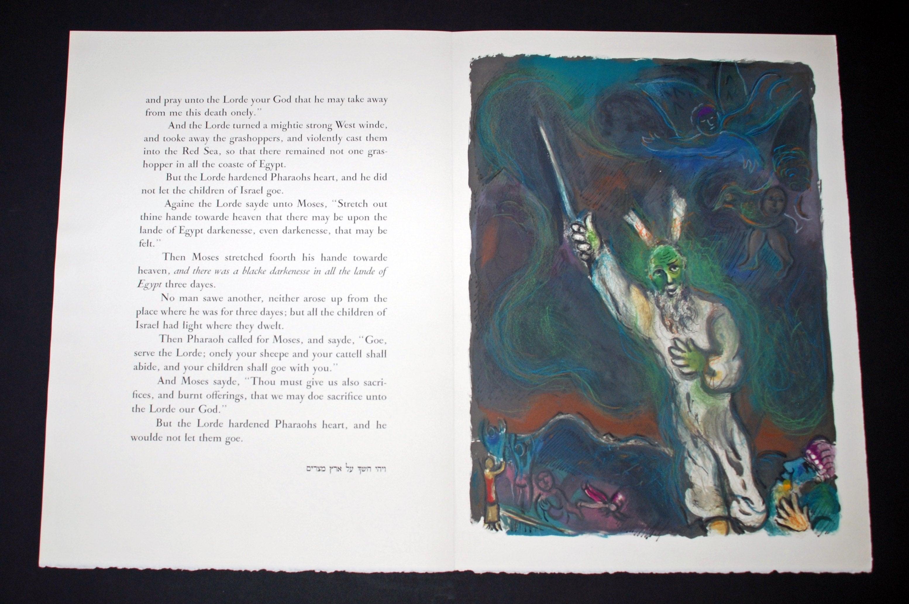 Moses Calls Darkness Down on Egypt - Black Figurative Print by Marc Chagall