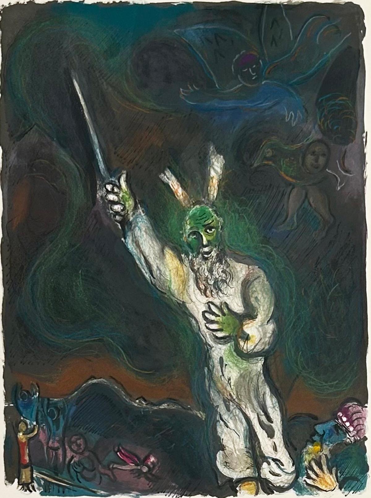 Marc Chagall Figurative Print - Moses Calls Darkness Down on Egypt