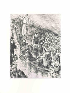 Moses Makes Water Flow from the Rock - Etching by Marc Chagall - 1956