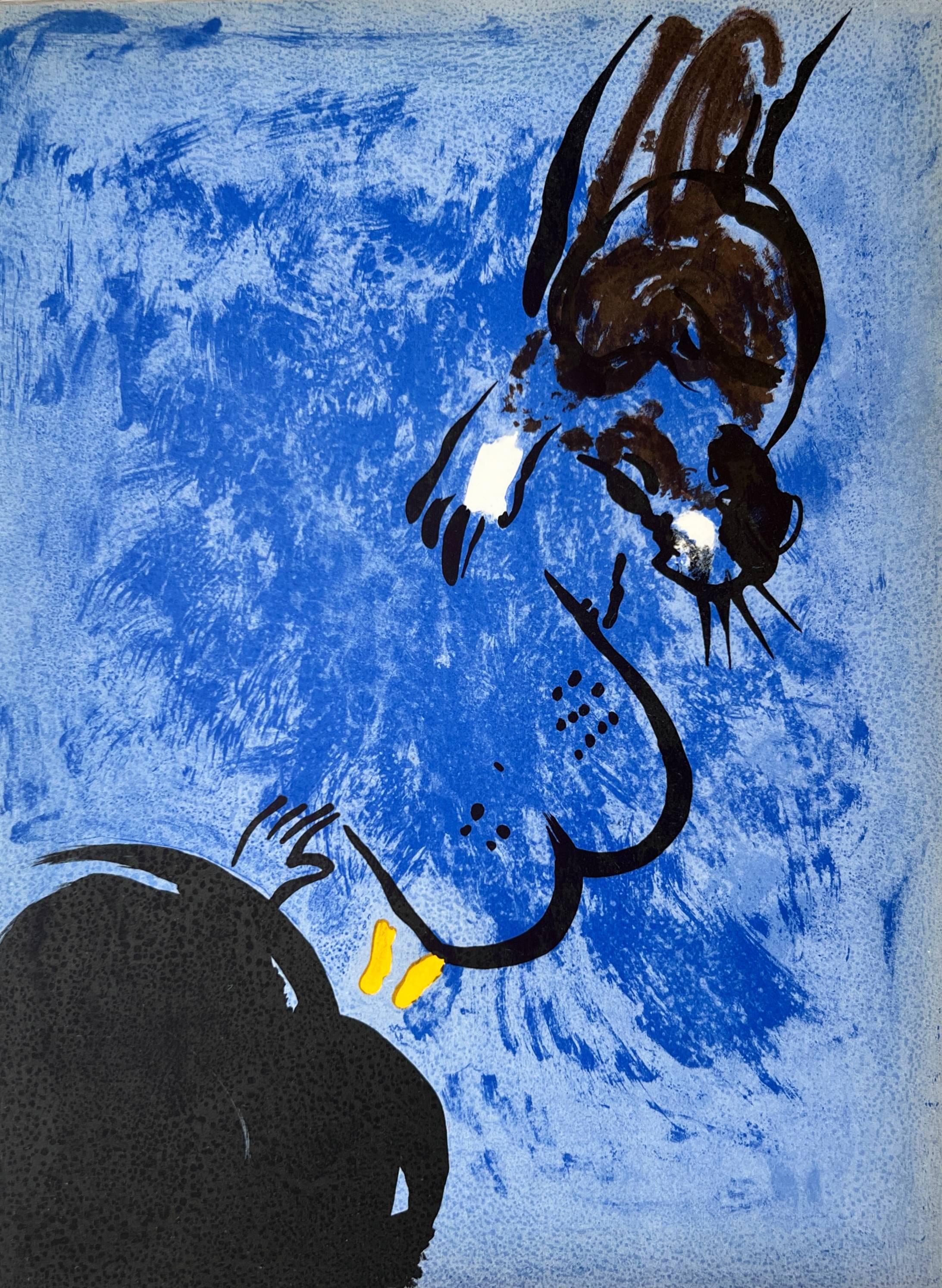 Marc Chagall Figurative Print - Moses Receiveing the Tabels of the Law