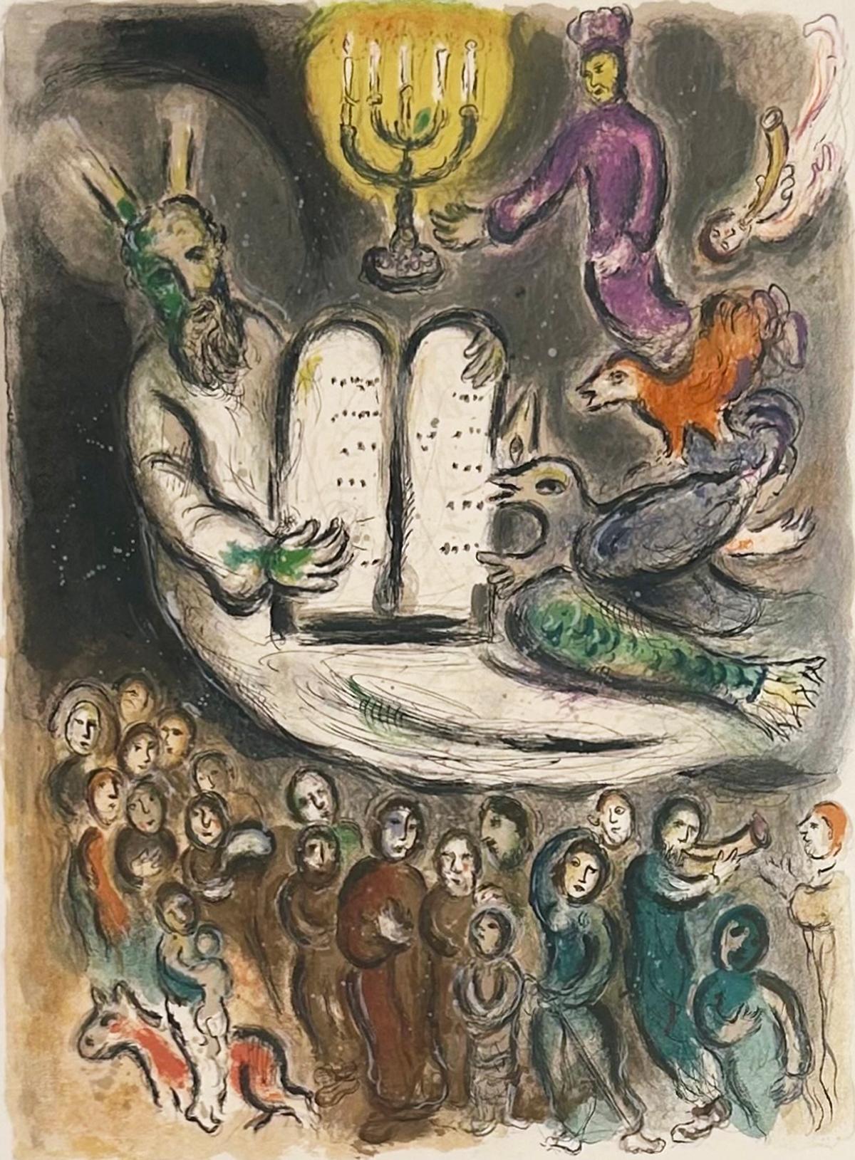 Portrait Print de Marc Chagall - Moisés muestra a los ancianos las Tablas de la Ley