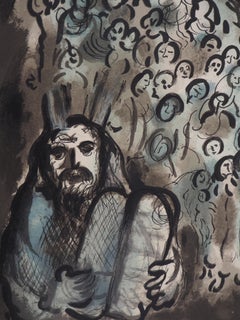 Moisés, las Tablas de la Ley y su Pueblo - Litografía original - Mourlot #689