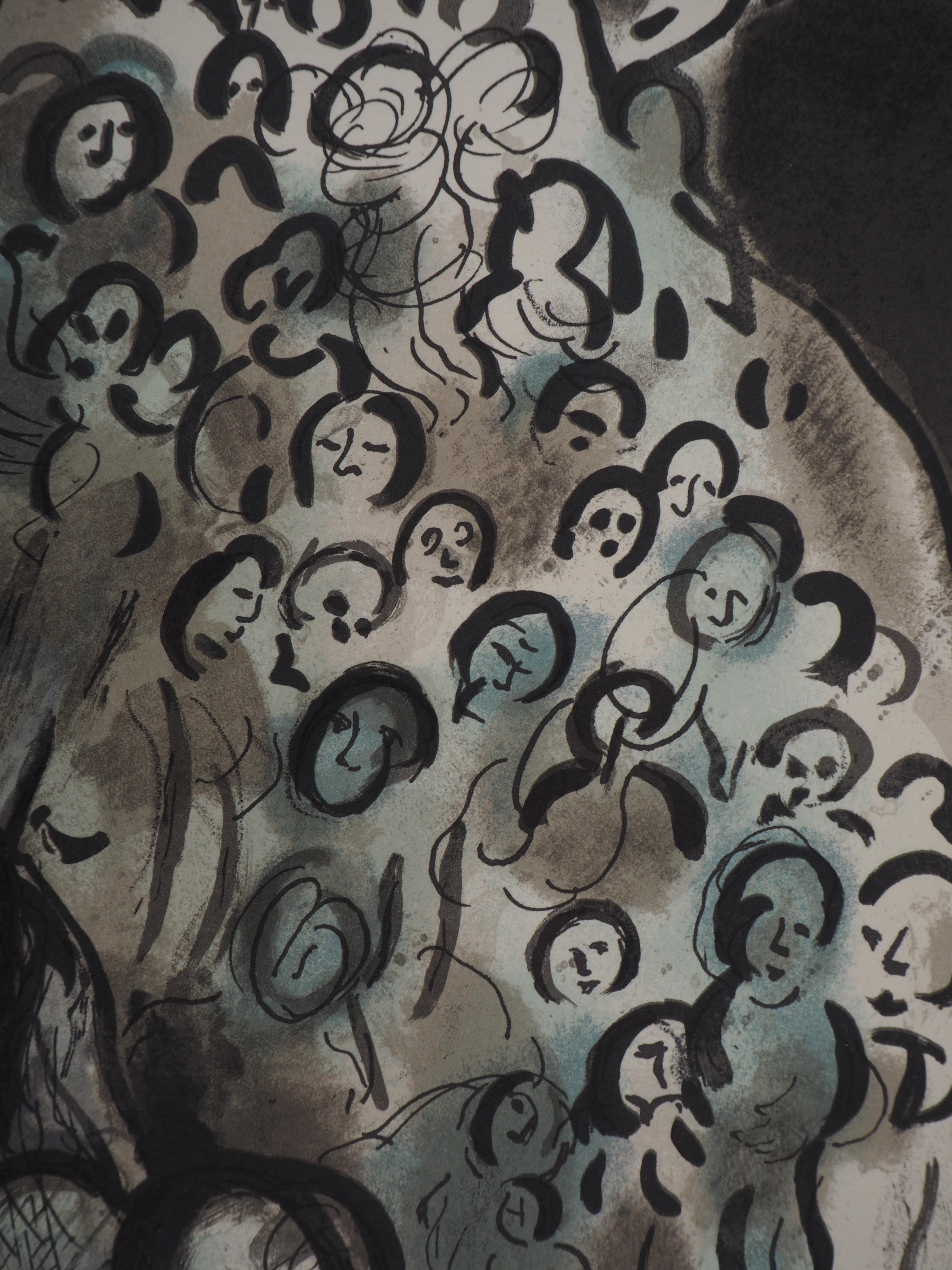 Moses, the Tablets of the Law & His People - Original lithograph - Mourlot #689 - Modern Print by Marc Chagall