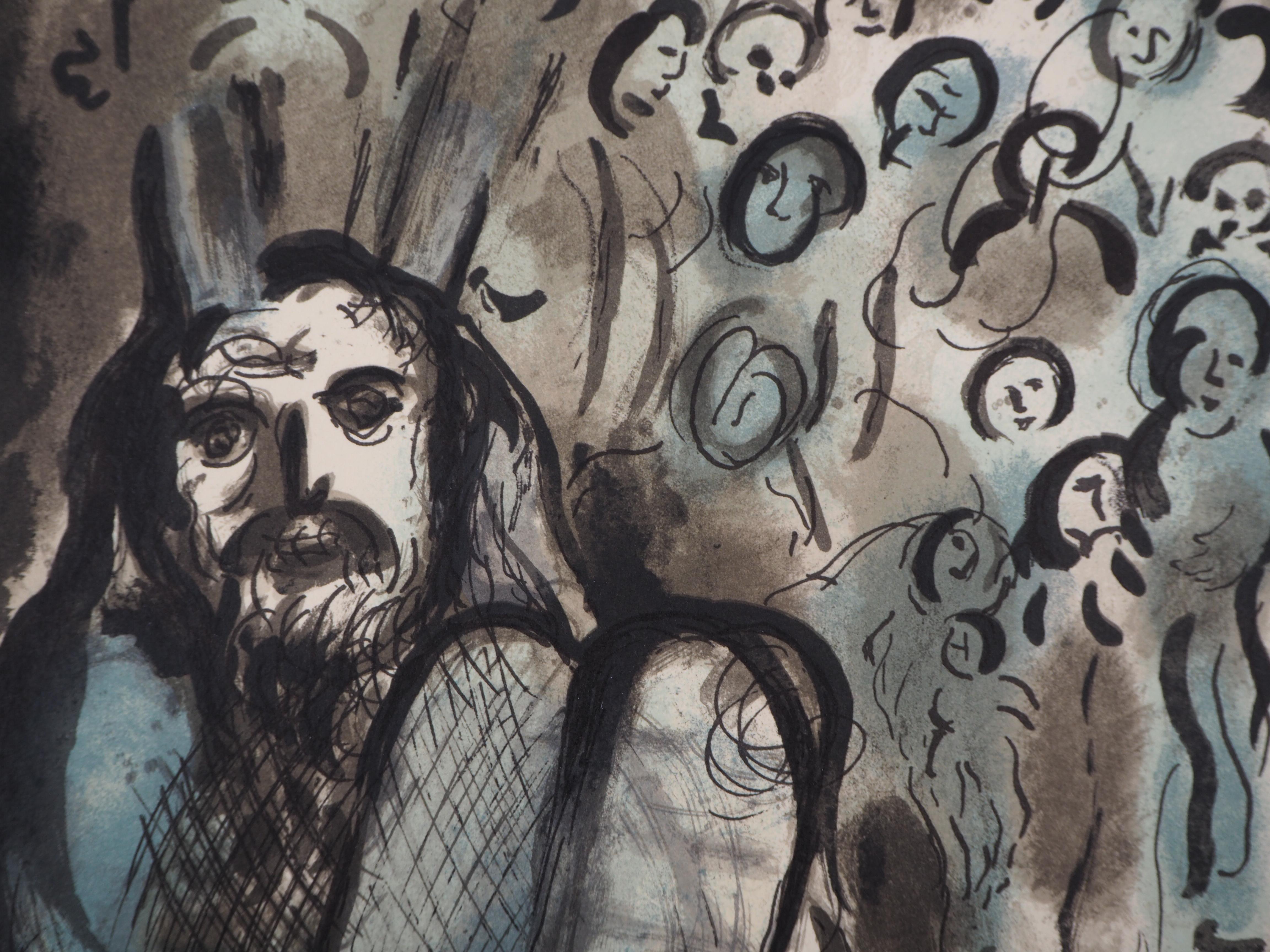 Marc CHAGALL
Moses with the Tablets of the Law & His People, 1973

Original stone lithograph (Printed in Mourlot workshop)
Unsigned and not numbered
On vellum 32 x 24 cm (c. 13 x 10 inch)

REFERENCES : Catalog raisonne Mourlot #689

Excellent