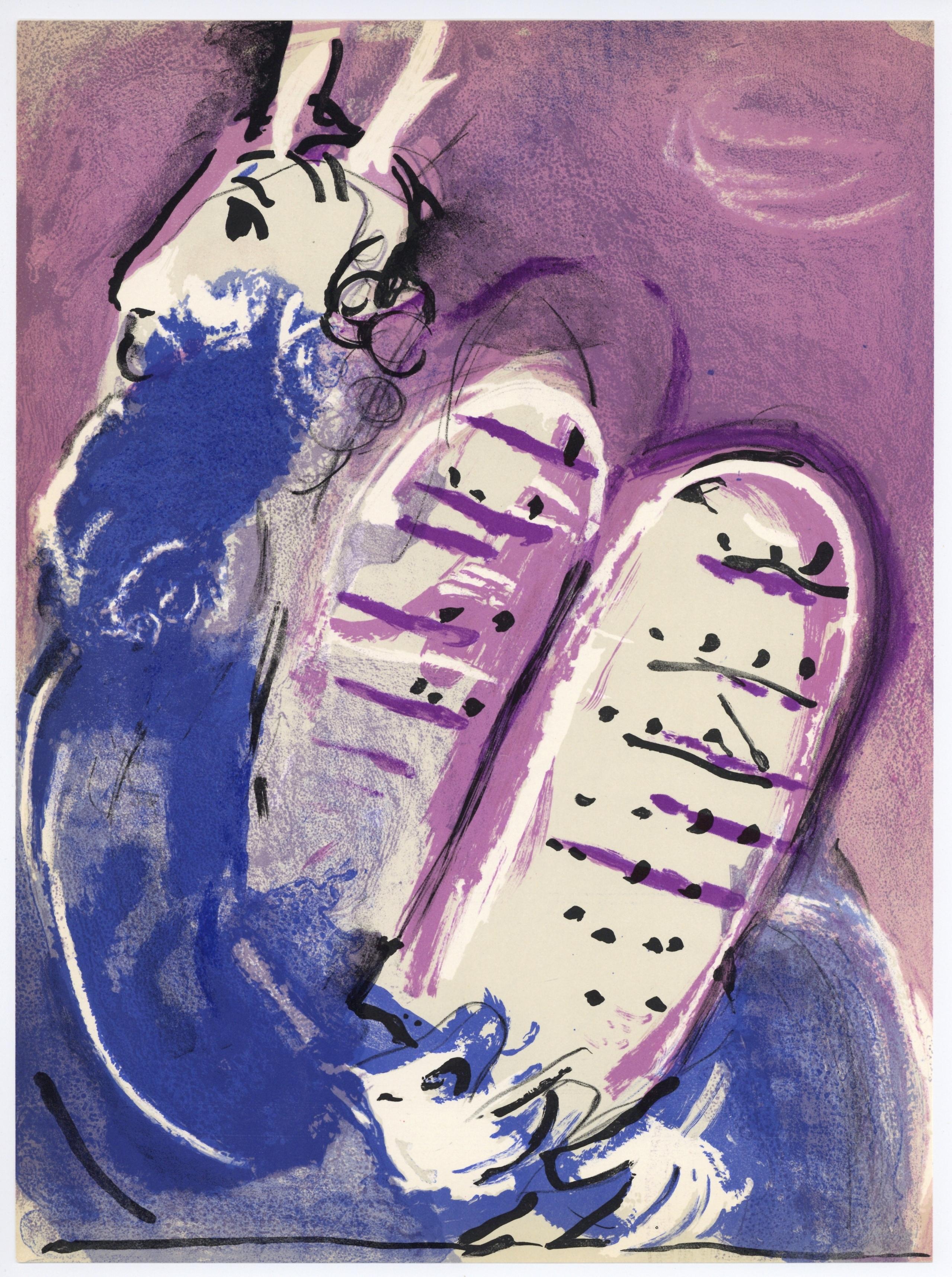 Marc Chagall Portrait Print - "Moses with the Tablets of Law" original lithograph