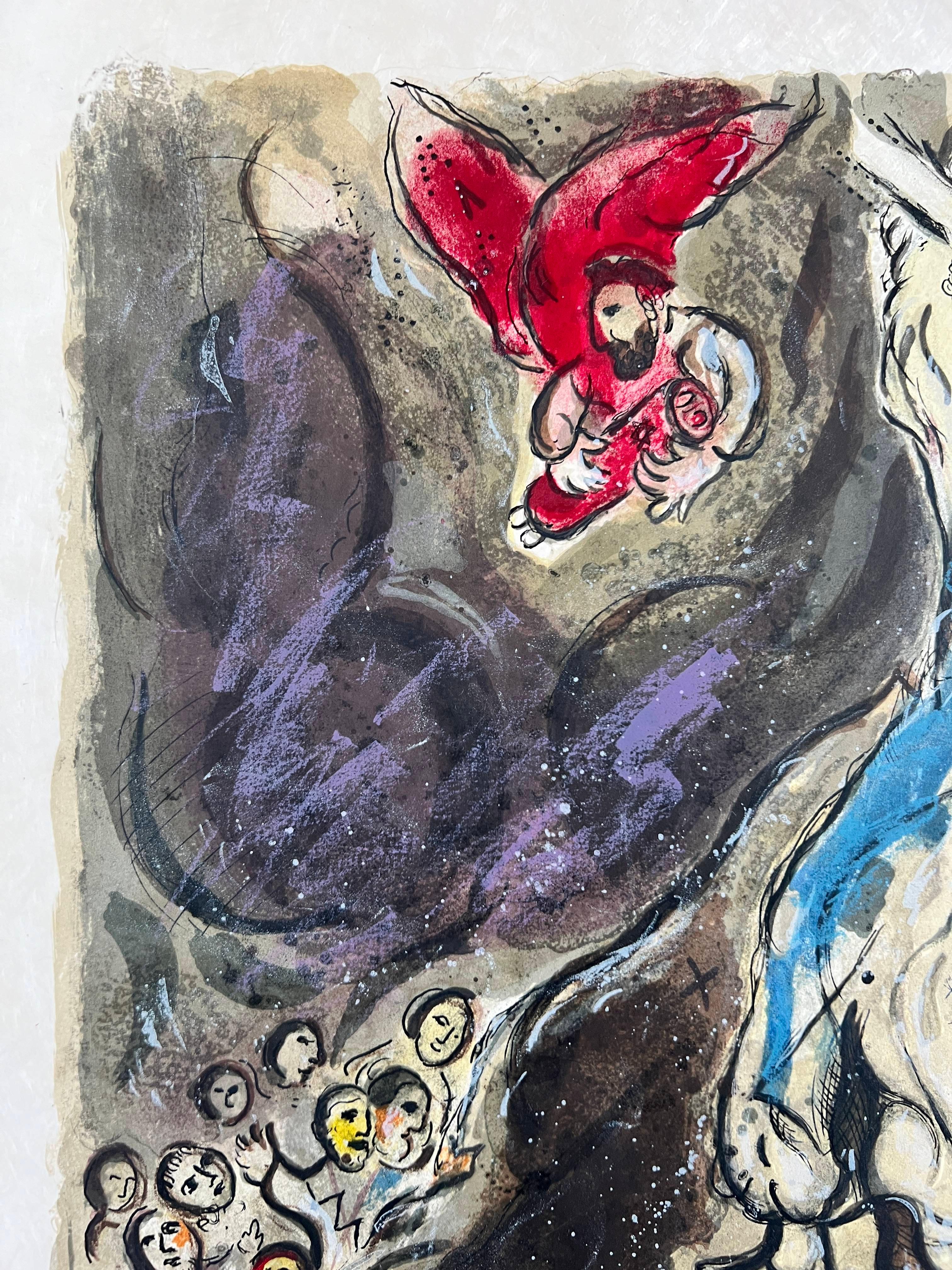 Moses wrath waxed hote, and he cast the Tables out of his... - The Exodus - Symbolist Print by Marc Chagall