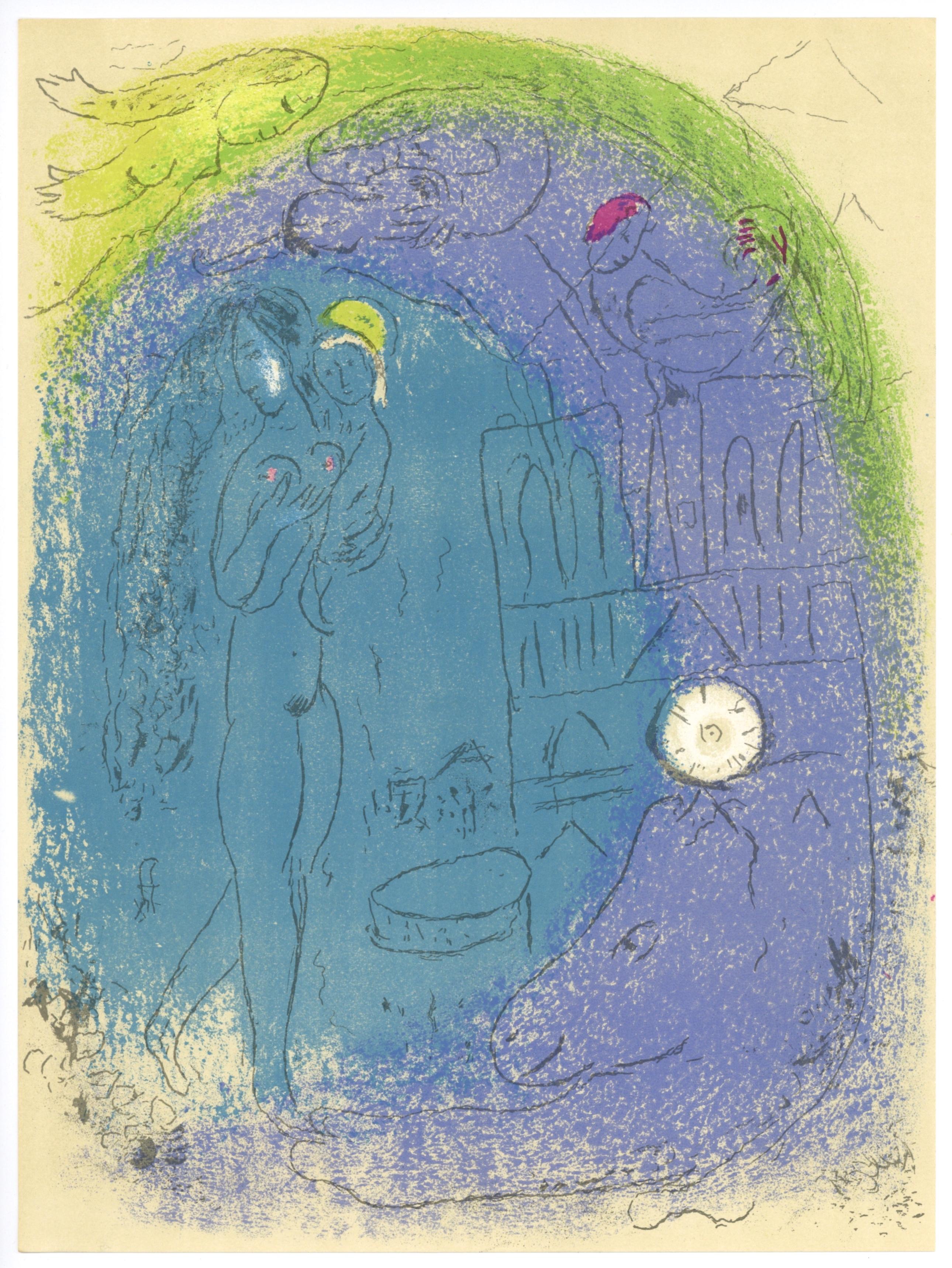 Portrait Print Marc Chagall - Lithographie originale « Mère et enfant avant Notre Dame »