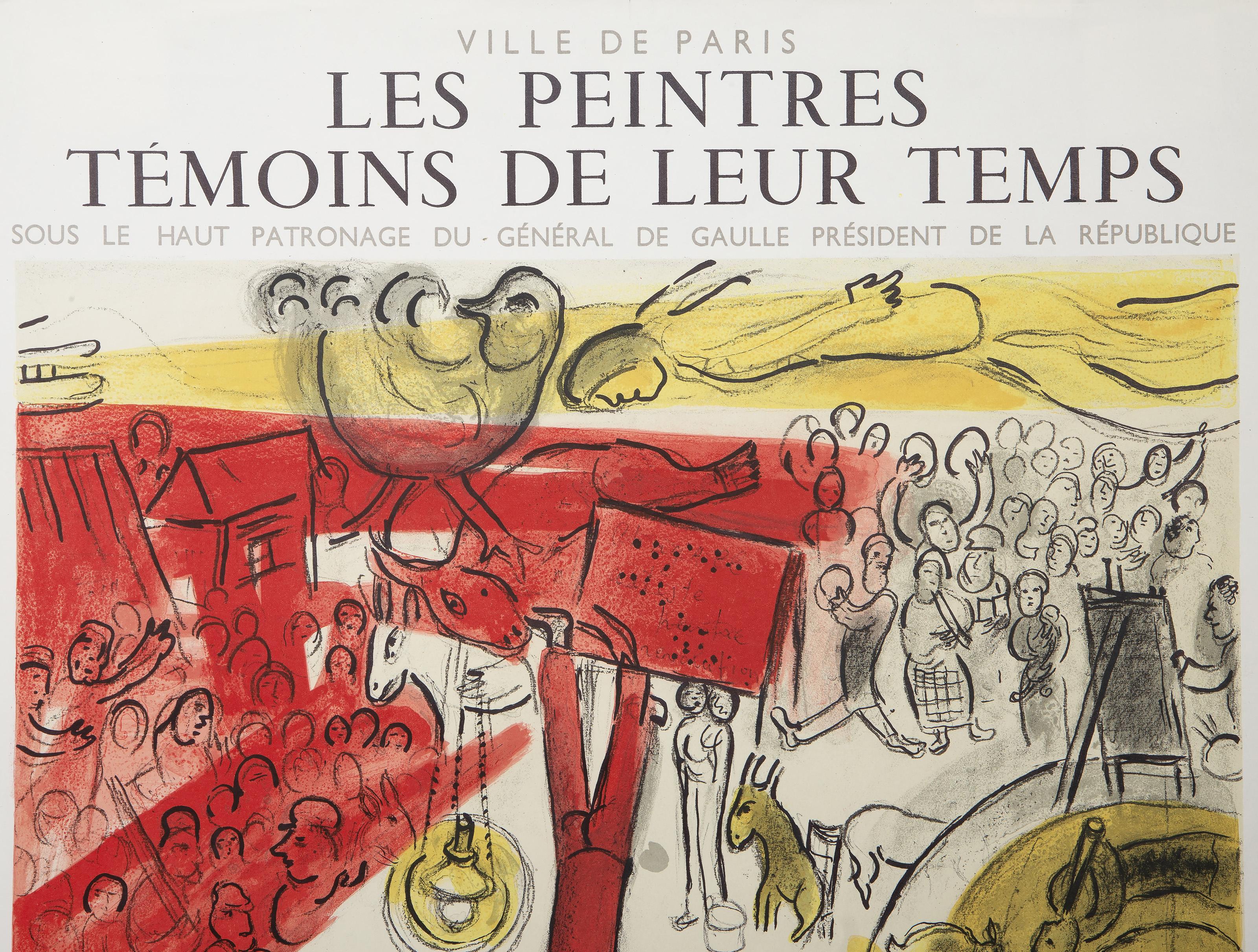 Affiche de l'exposition Galliera - Révolution, affiche lithographique de Marc Chagall en vente 1