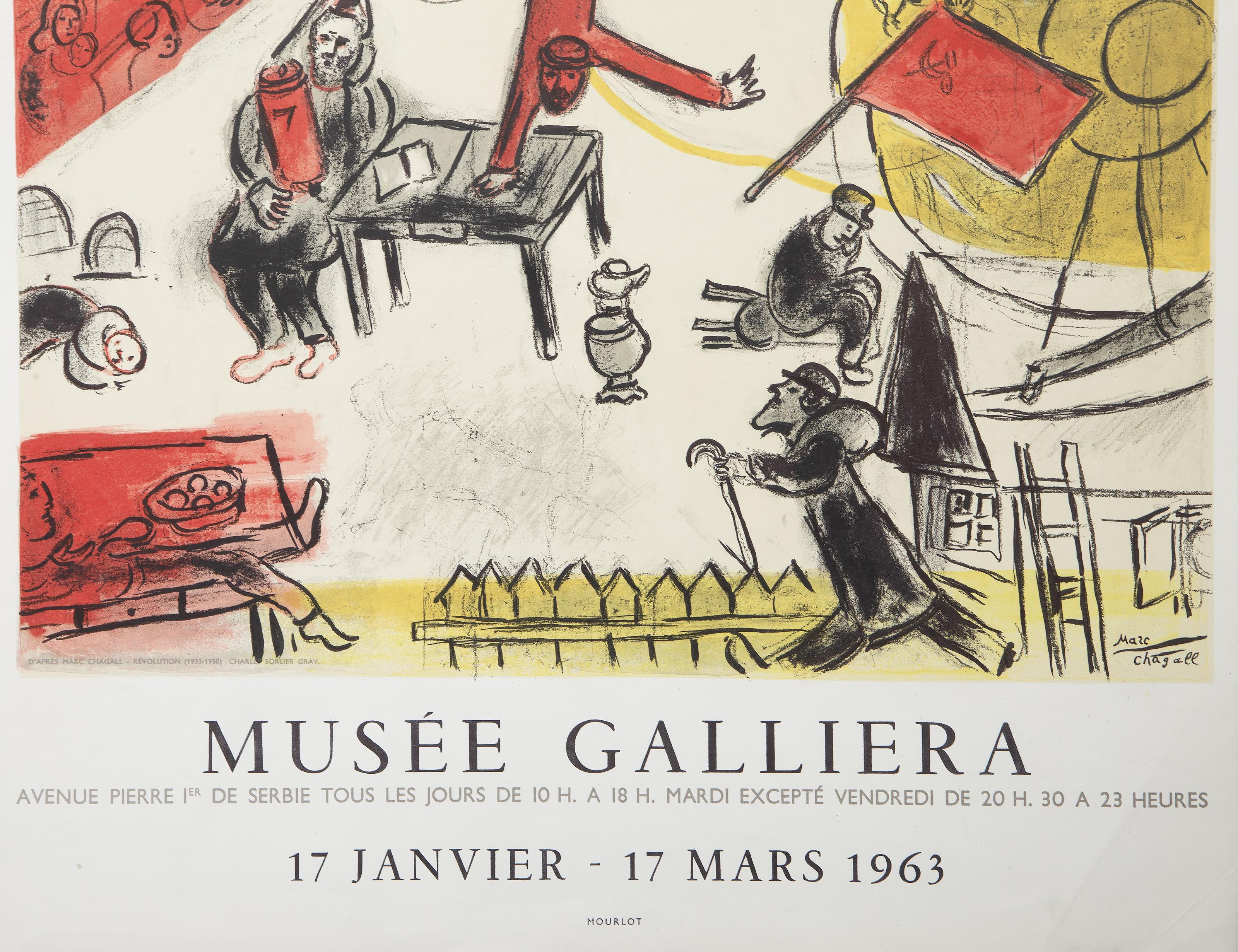 Affiche de l'exposition Galliera - Révolution, affiche lithographique de Marc Chagall en vente 2