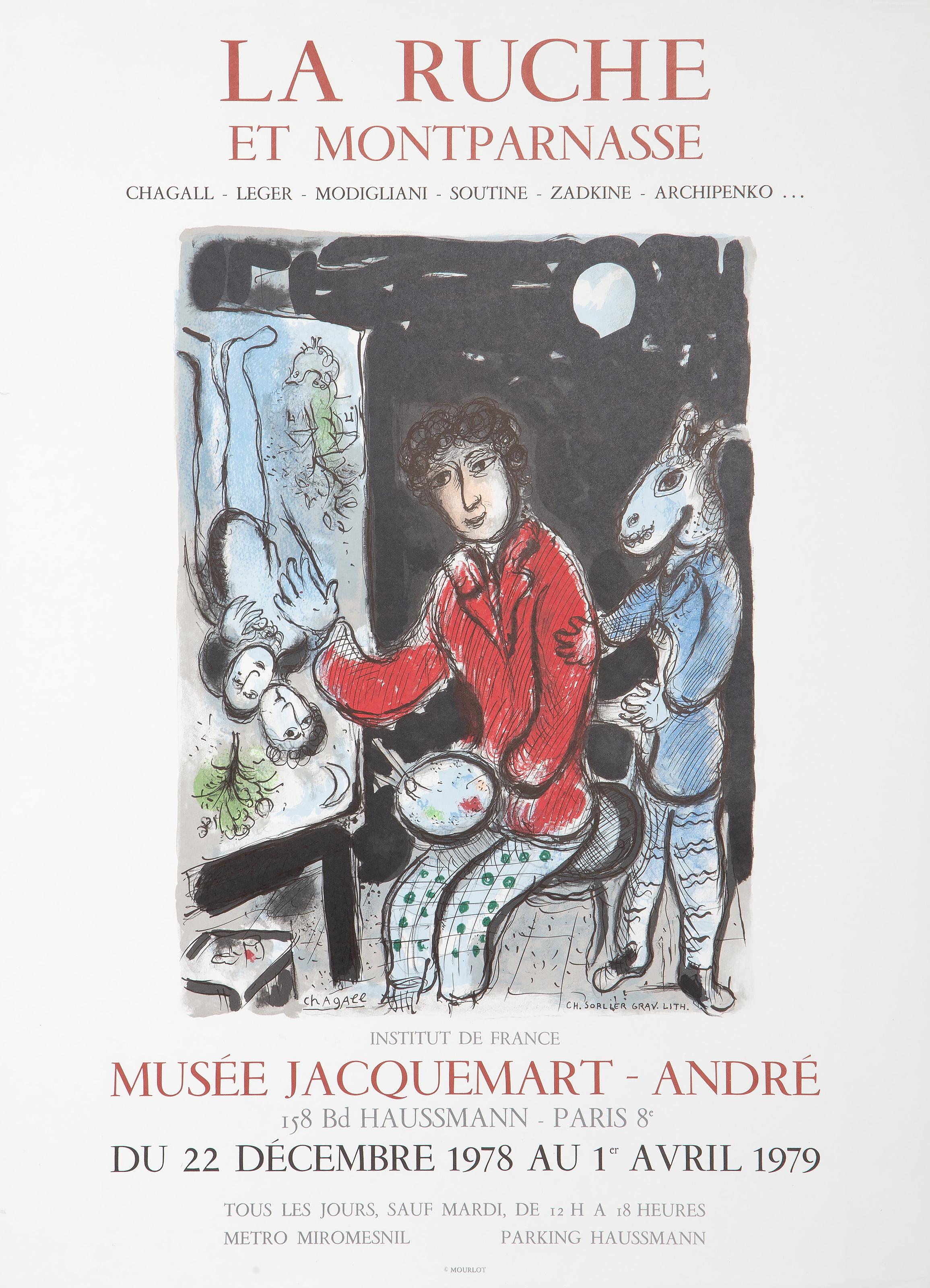 Marc Chagall, After by Charles Sorlier, Russian (1887 - 1985) -  Musee Jacquemart - Andre. Year: 1978, Medium: Lithograph Poster, Size: 29 x 21.25 in. (73.66 x 53.98 cm), Printer: Mourlot, Paris 