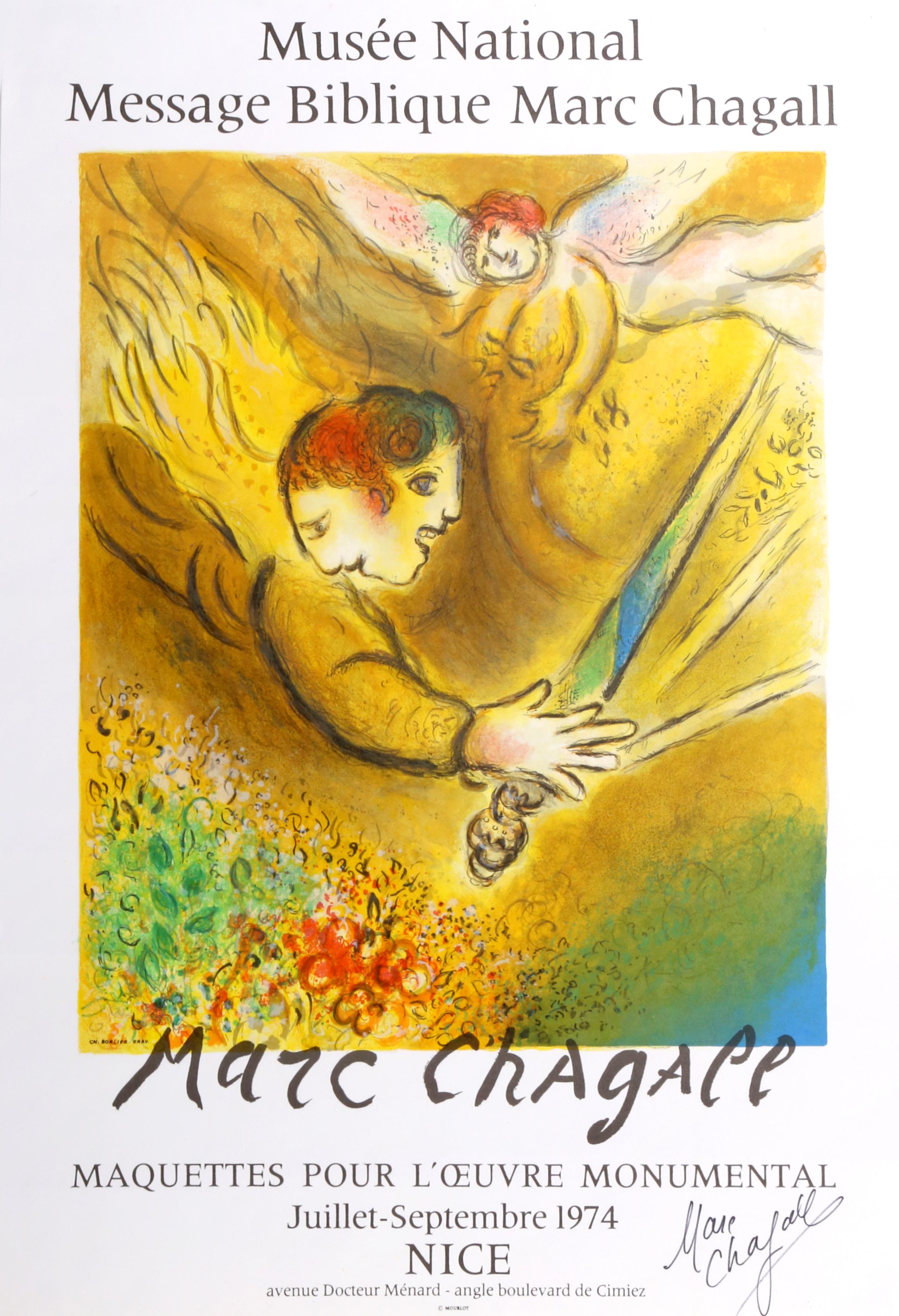 Marc Chagall Figurative Print - Musee National, Message Biblique, The Angel of Judgment, Lithogaph by Chagall