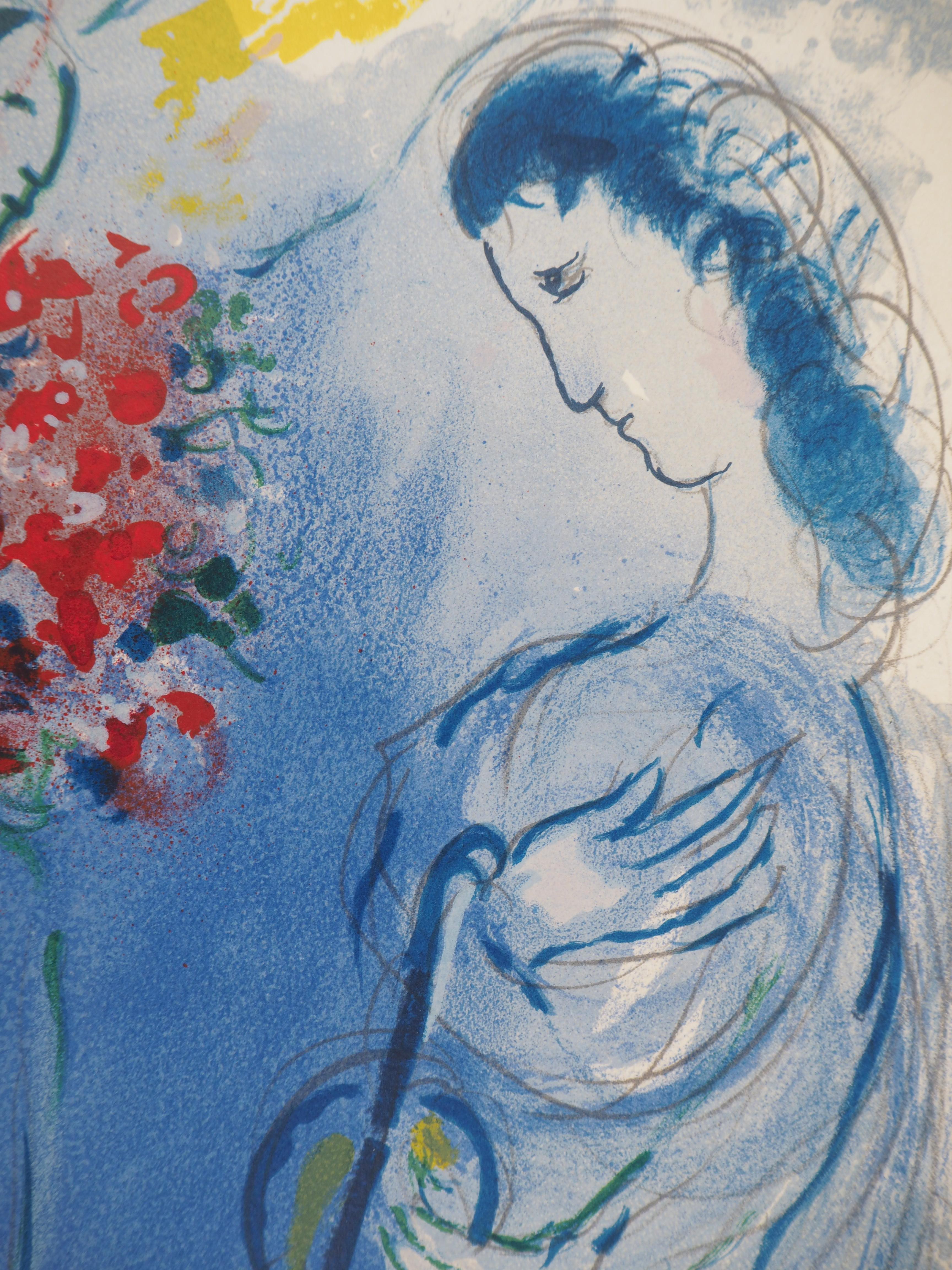 Music Angel - Stone lithograph - Catalog Raisonne : Mourlot #CS11 - Gray Figurative Print by Marc Chagall
