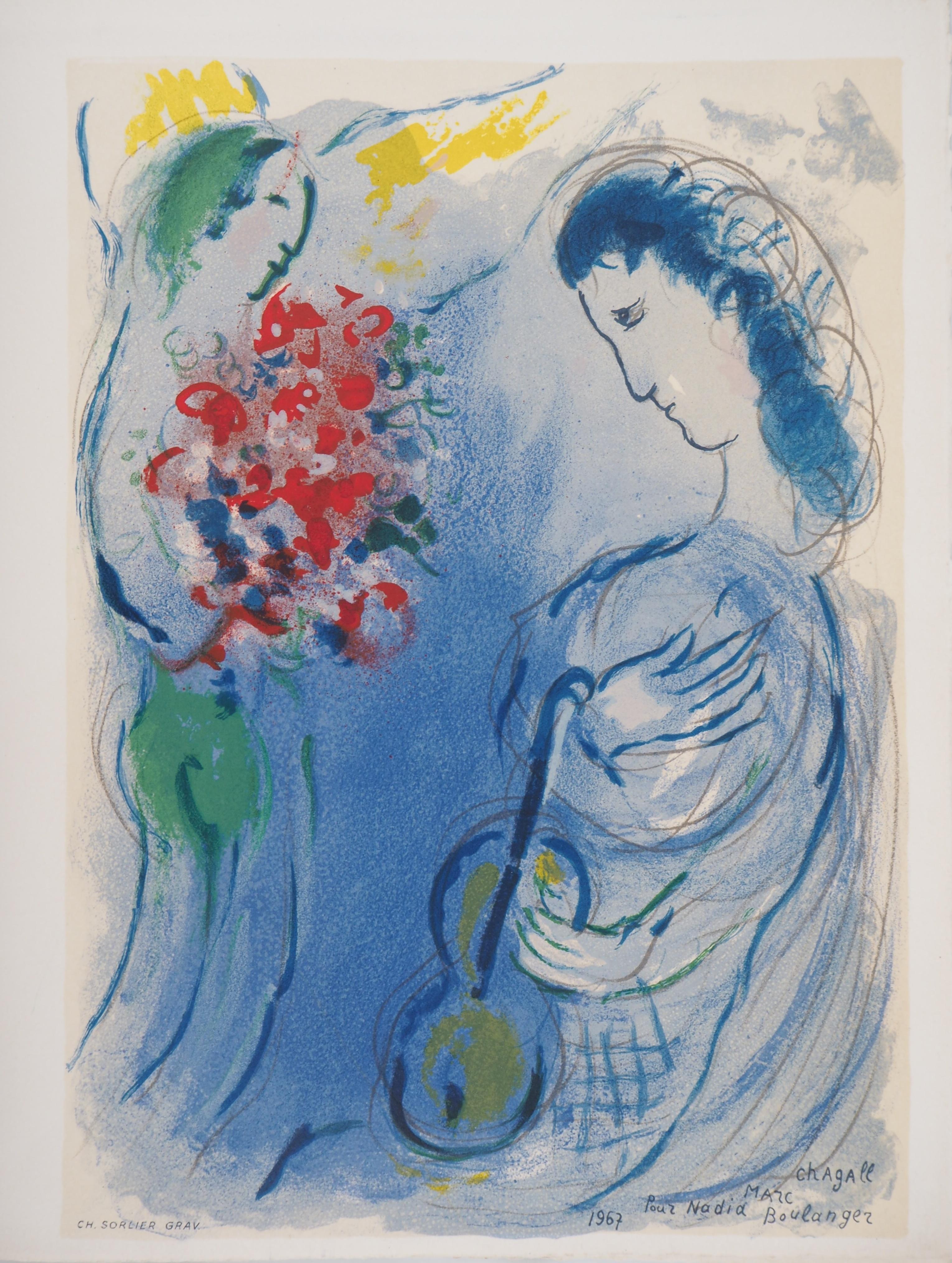 Marc Chagall Figurative Print - Music Angel - Stone lithograph - Catalog Raisonne : Mourlot #CS11